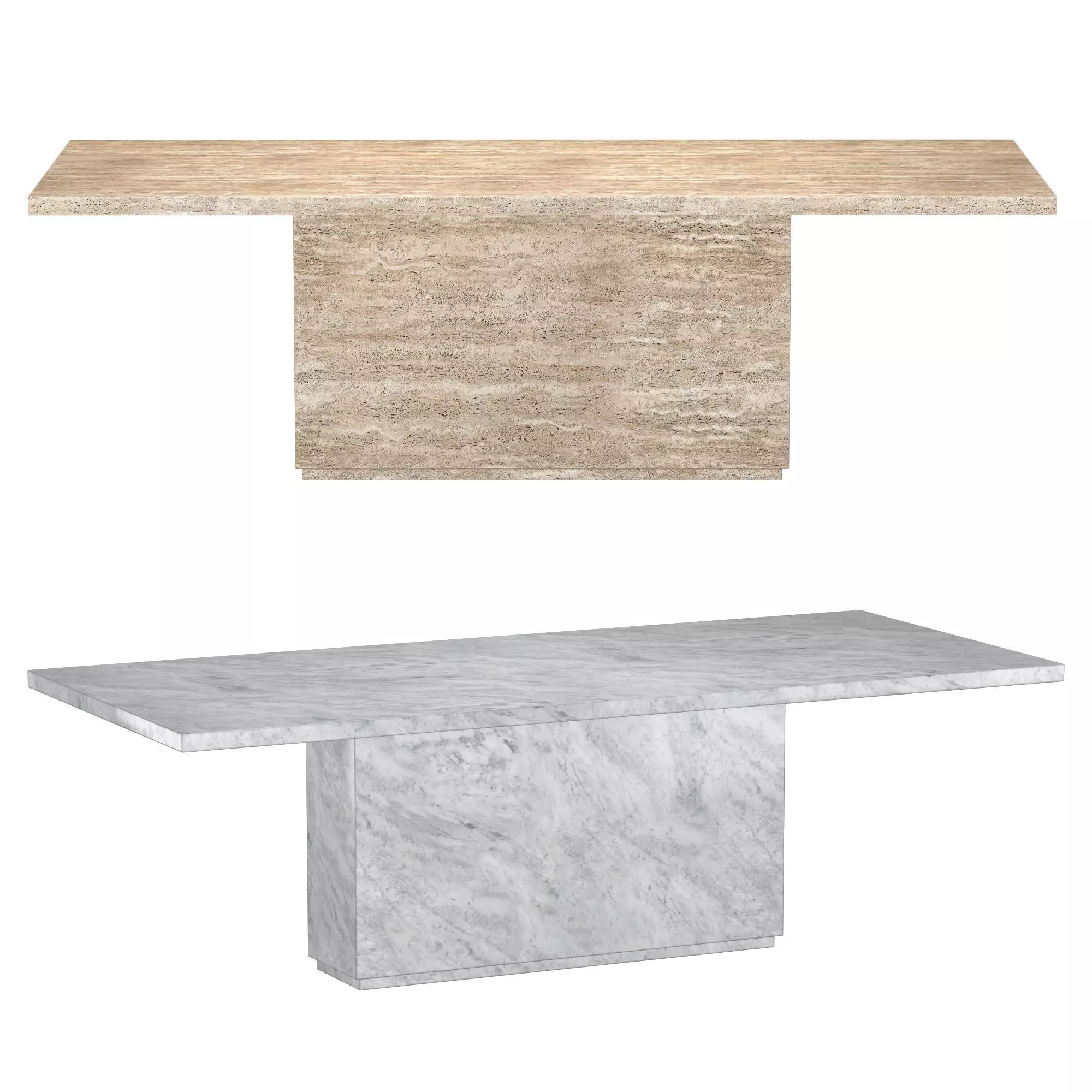 ITALIAN TRAVERTINE PLINTH RECTANGULAR DINING TABLE 3D model