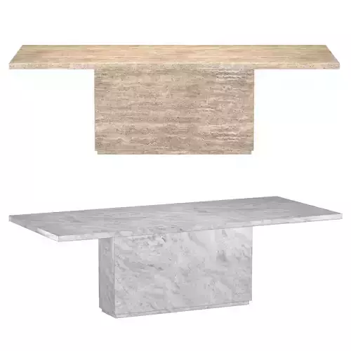 ITALIAN TRAVERTINE PLINTH RECTANGULAR DINING TABLE