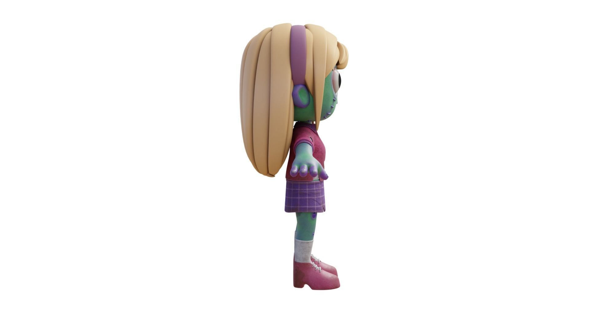 Cartoon Female Zombie Low-poly 3D model_21