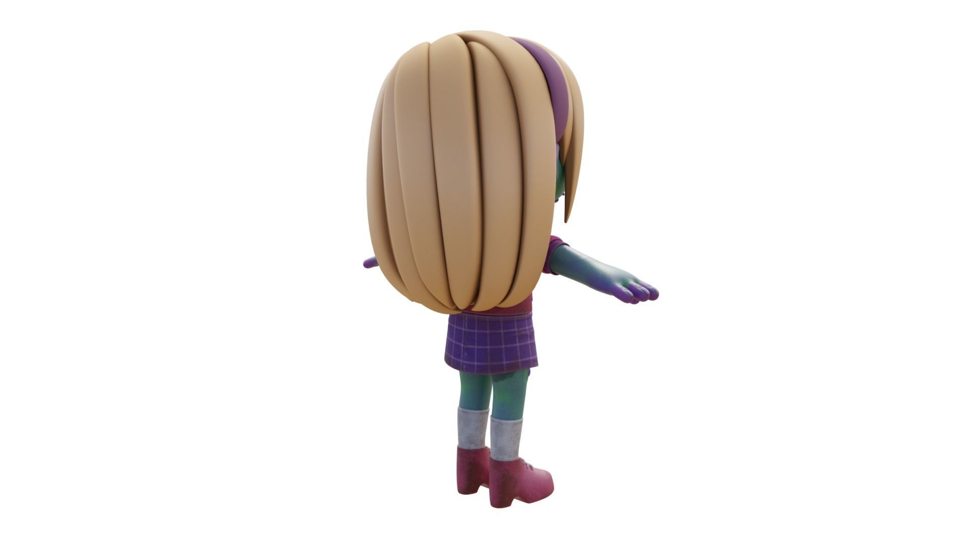 Cartoon Female Zombie Low-poly 3D model_22