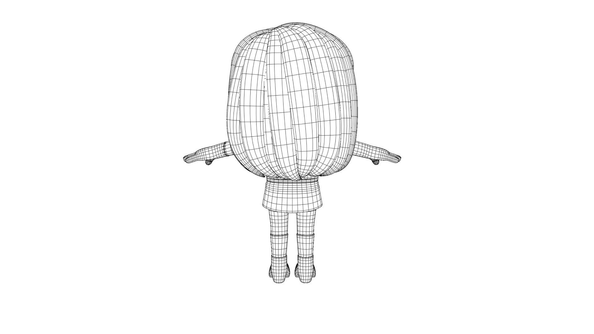 Cartoon Female Zombie Low-poly 3D model_28