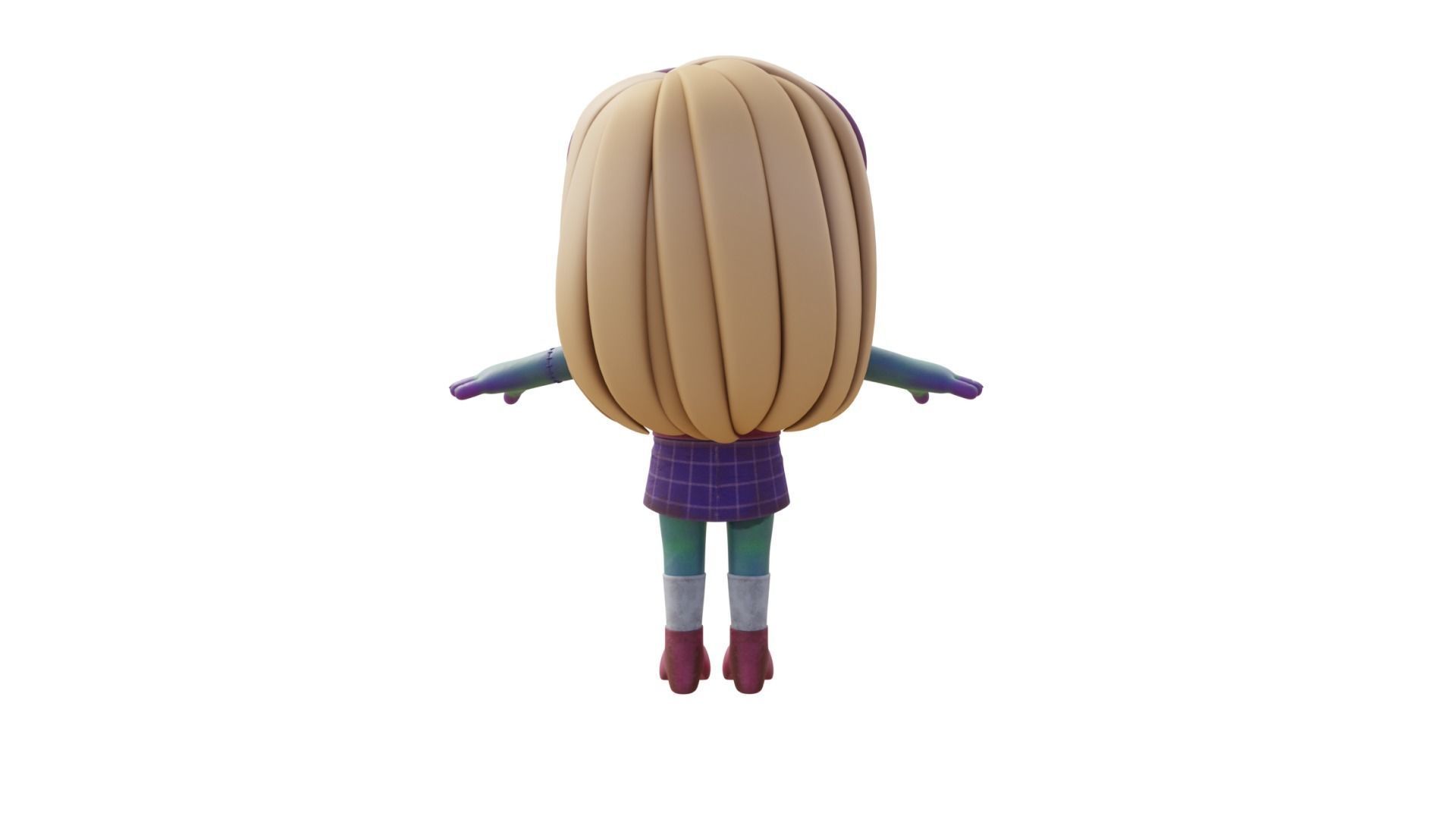 Cartoon Female Zombie Low-poly 3D model_23