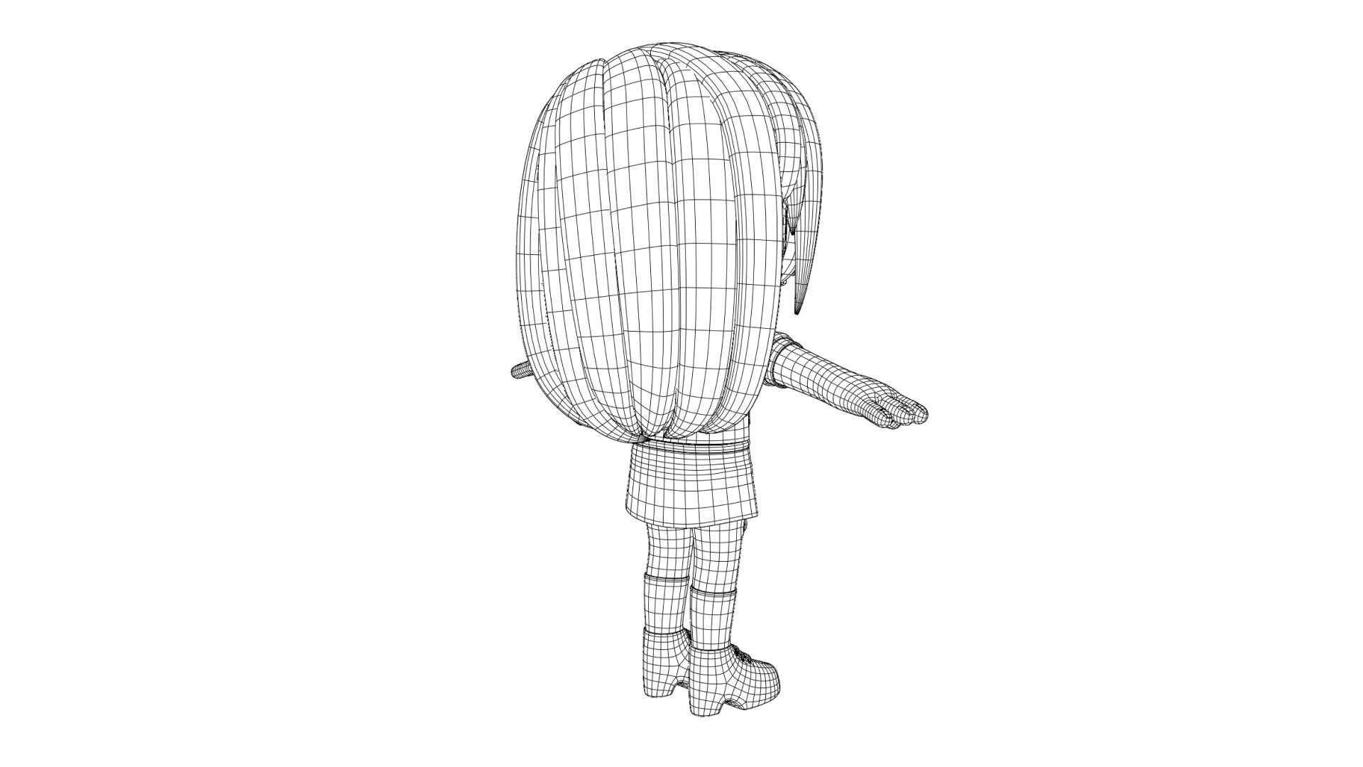 Cartoon Female Zombie Low-poly 3D model_27