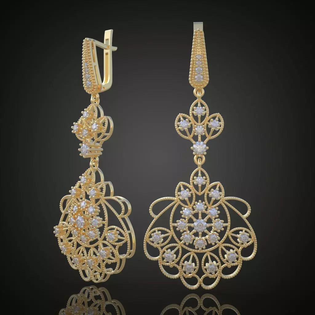 Earring 3D model 3D printable model 0102-49 Free 3D print model