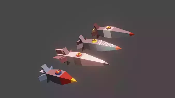 Nuke missile brothers for all lowpoly Free low-poly 3D model