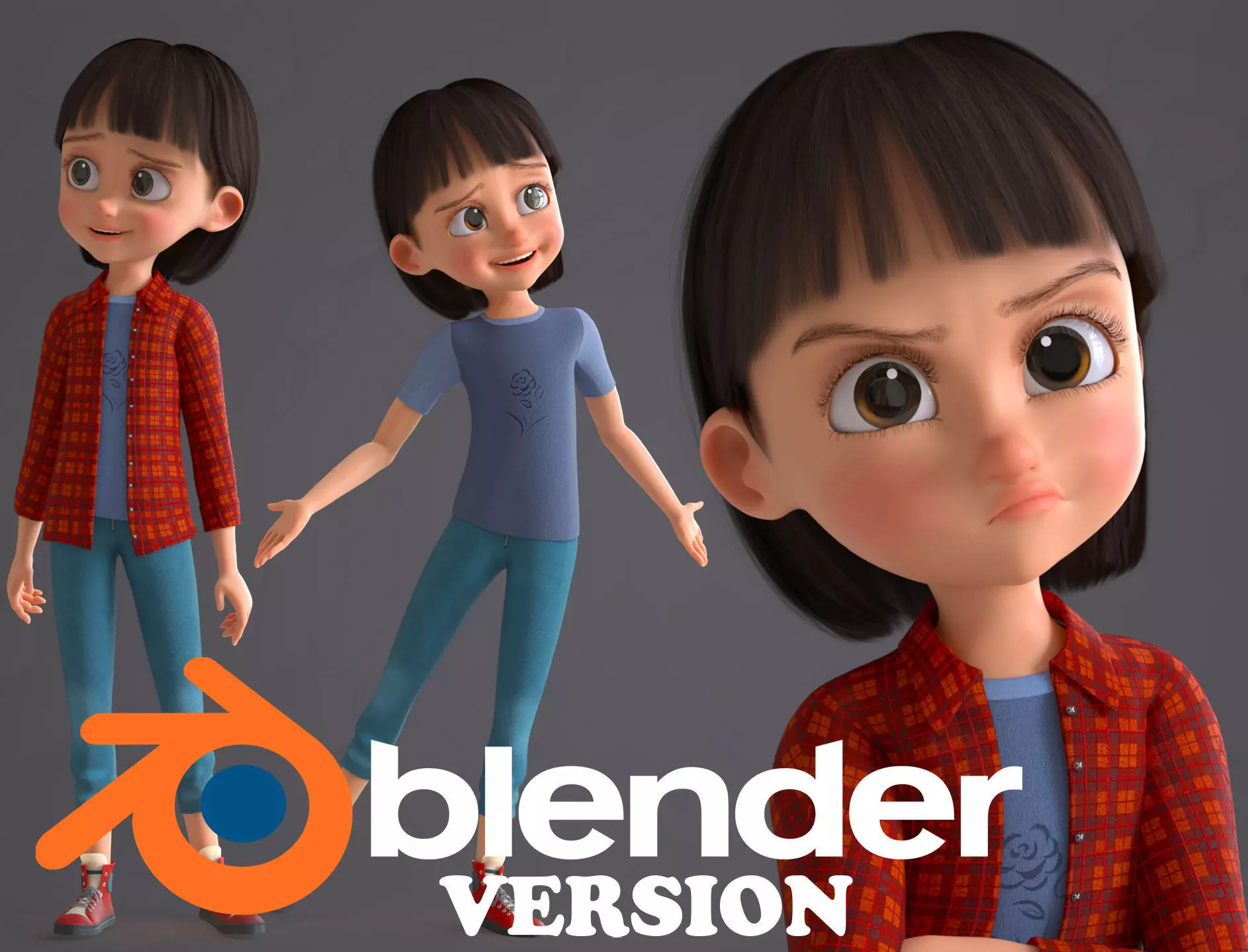 CARTOON cute girl - BLENDER Version 3D model_0