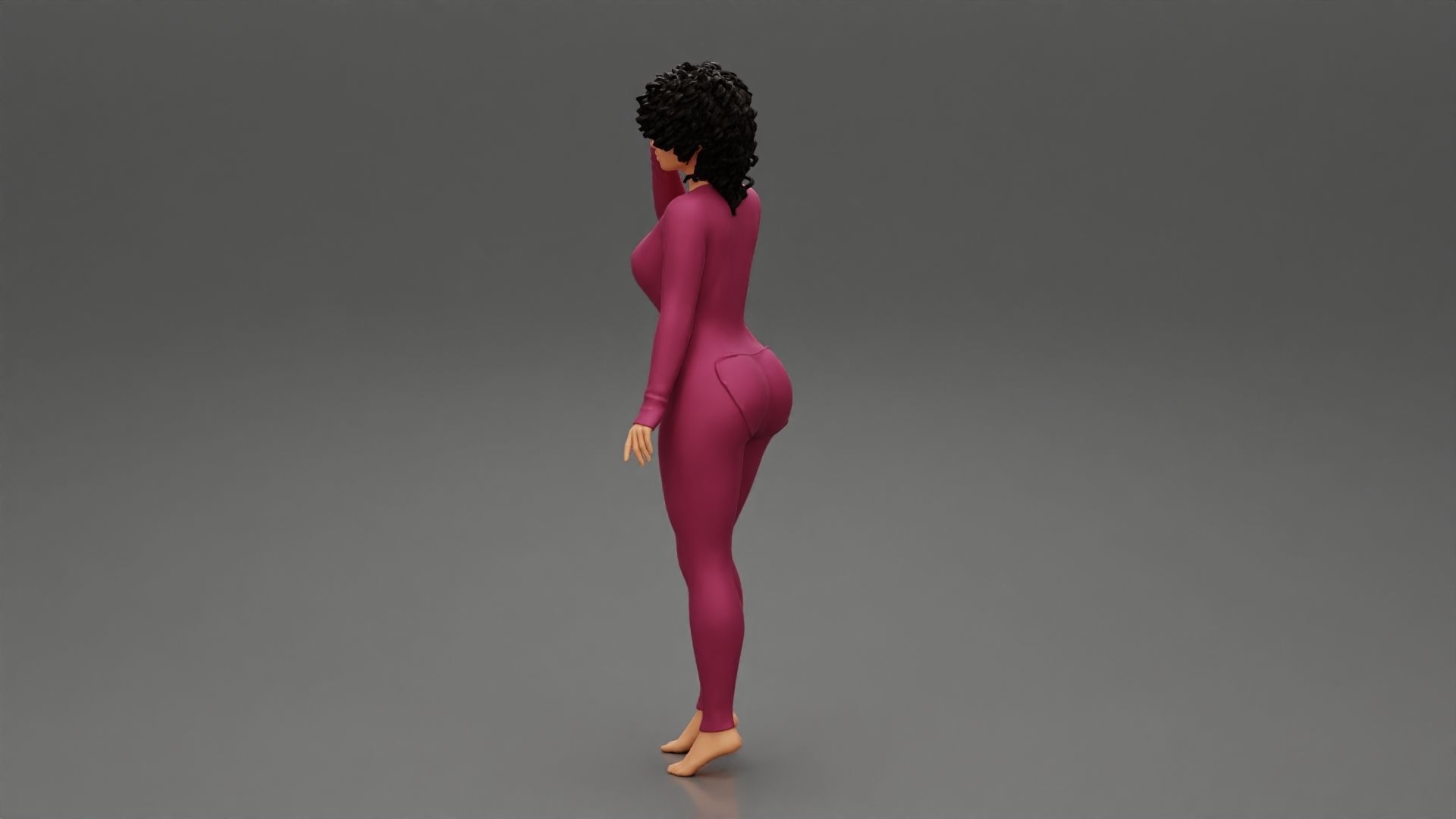 Girl posing in Pajama With Open Butt Flap Sexy Sleep Suit Snowy 3D print model_4