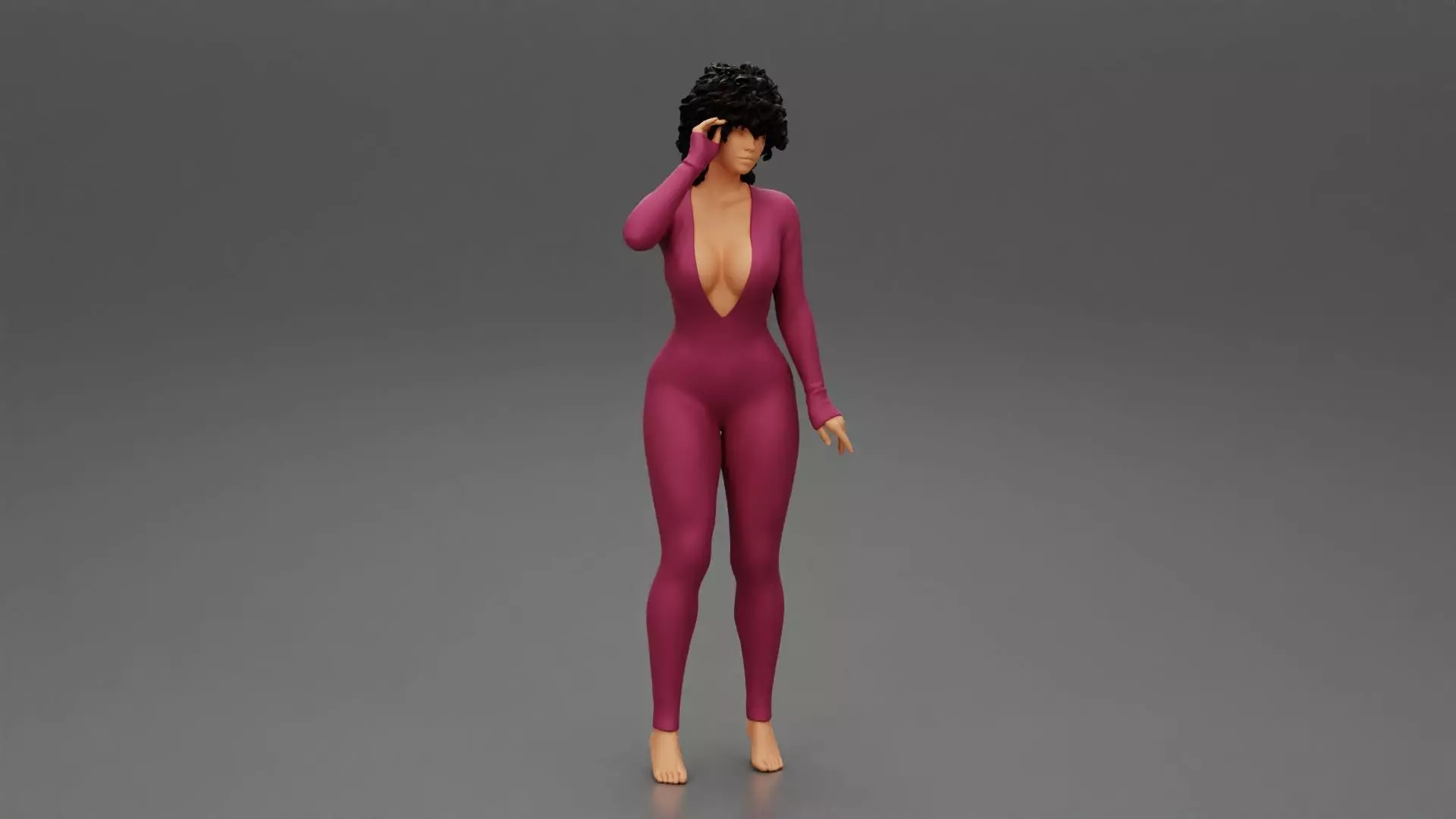 Girl posing in Pajama With Open Butt Flap Sexy Sleep Suit Snowy 3D print model_0