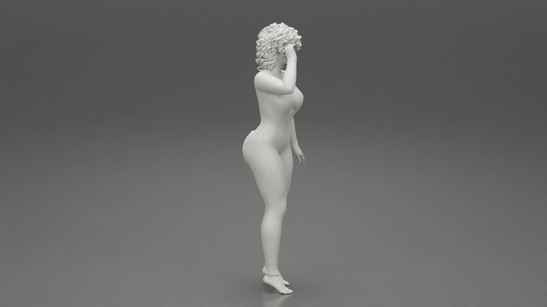 Girl posing in Pajama With Open Butt Flap Sexy Sleep Suit Snowy 3D print model_7