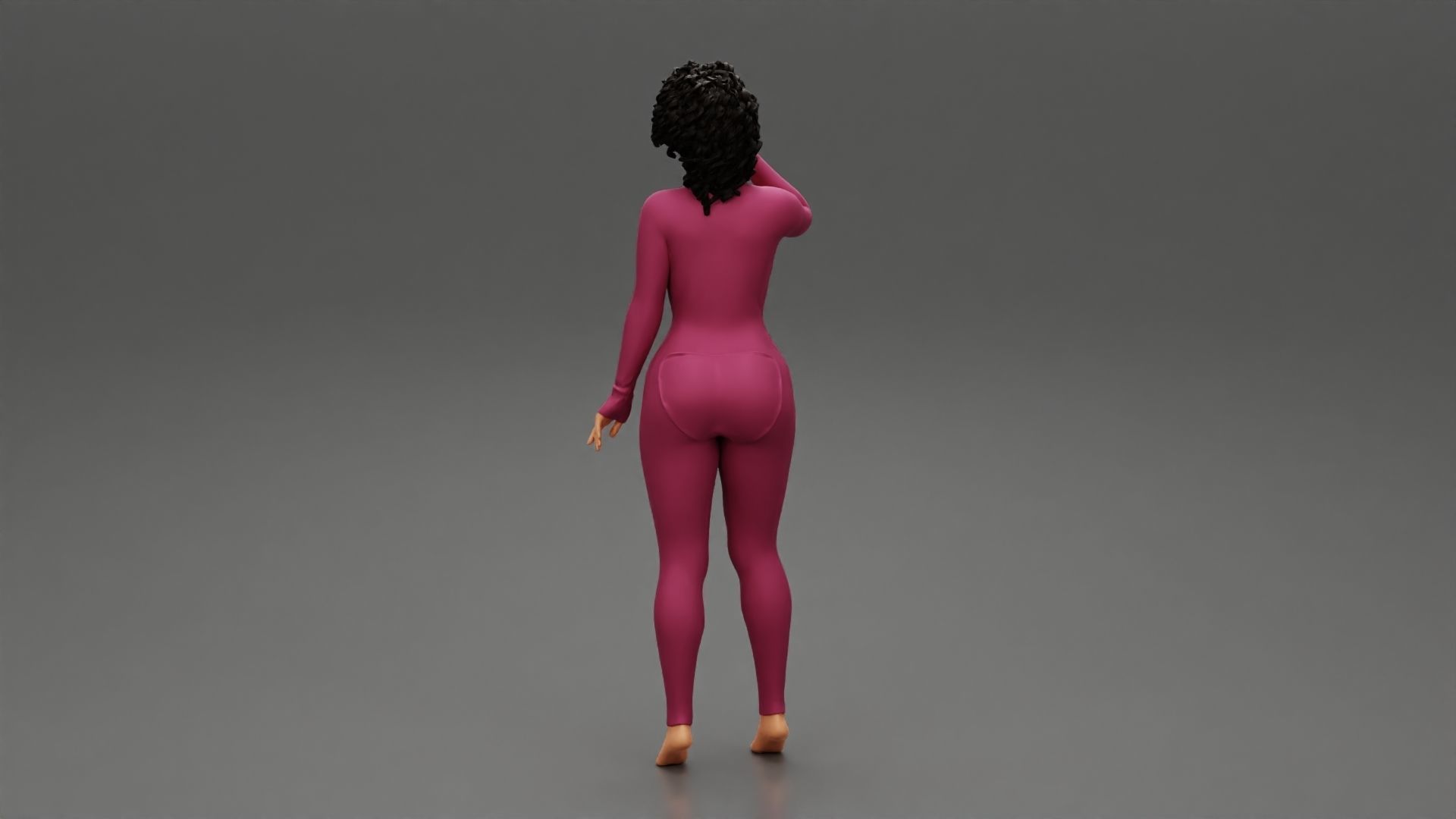 Girl posing in Pajama With Open Butt Flap Sexy Sleep Suit Snowy 3D print model_3