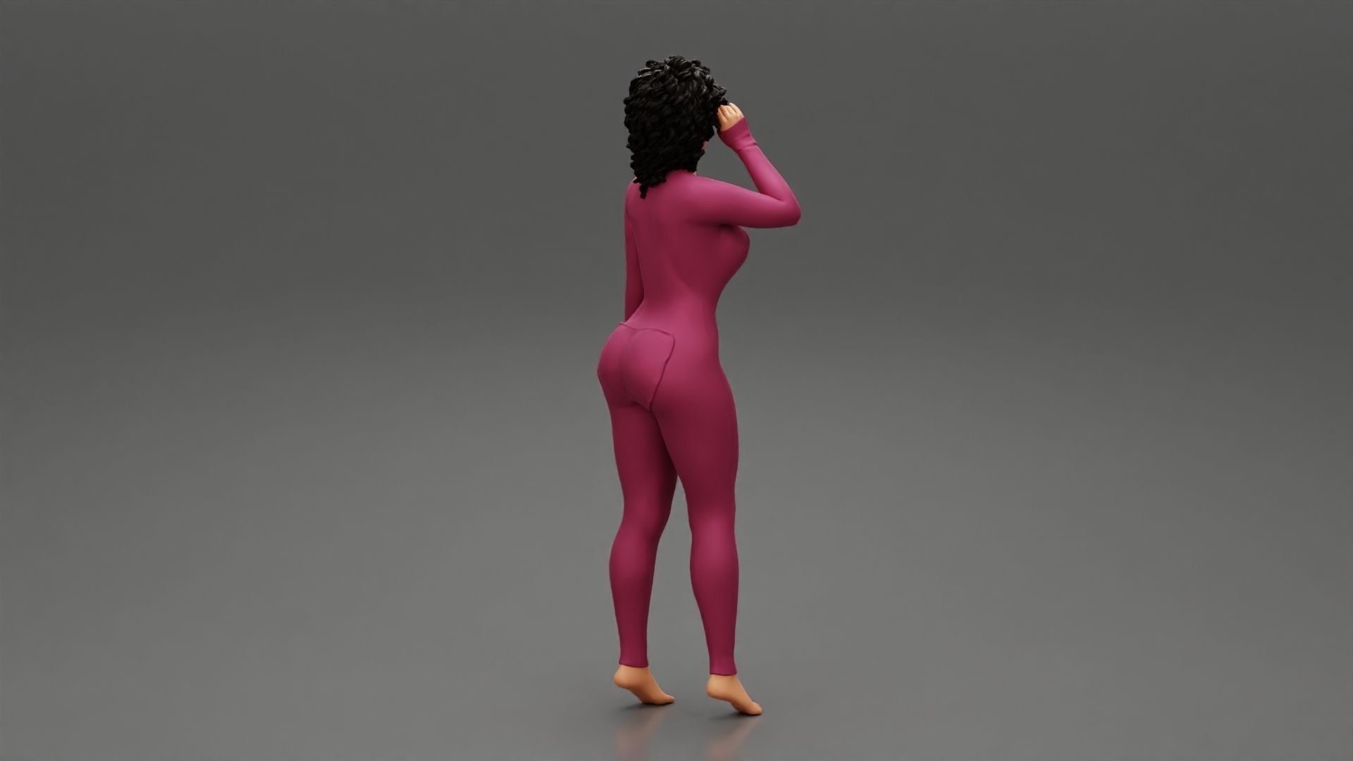 Girl posing in Pajama With Open Butt Flap Sexy Sleep Suit Snowy 3D print model_2