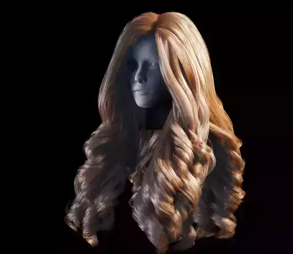 Long female hair Low-poly 3D model