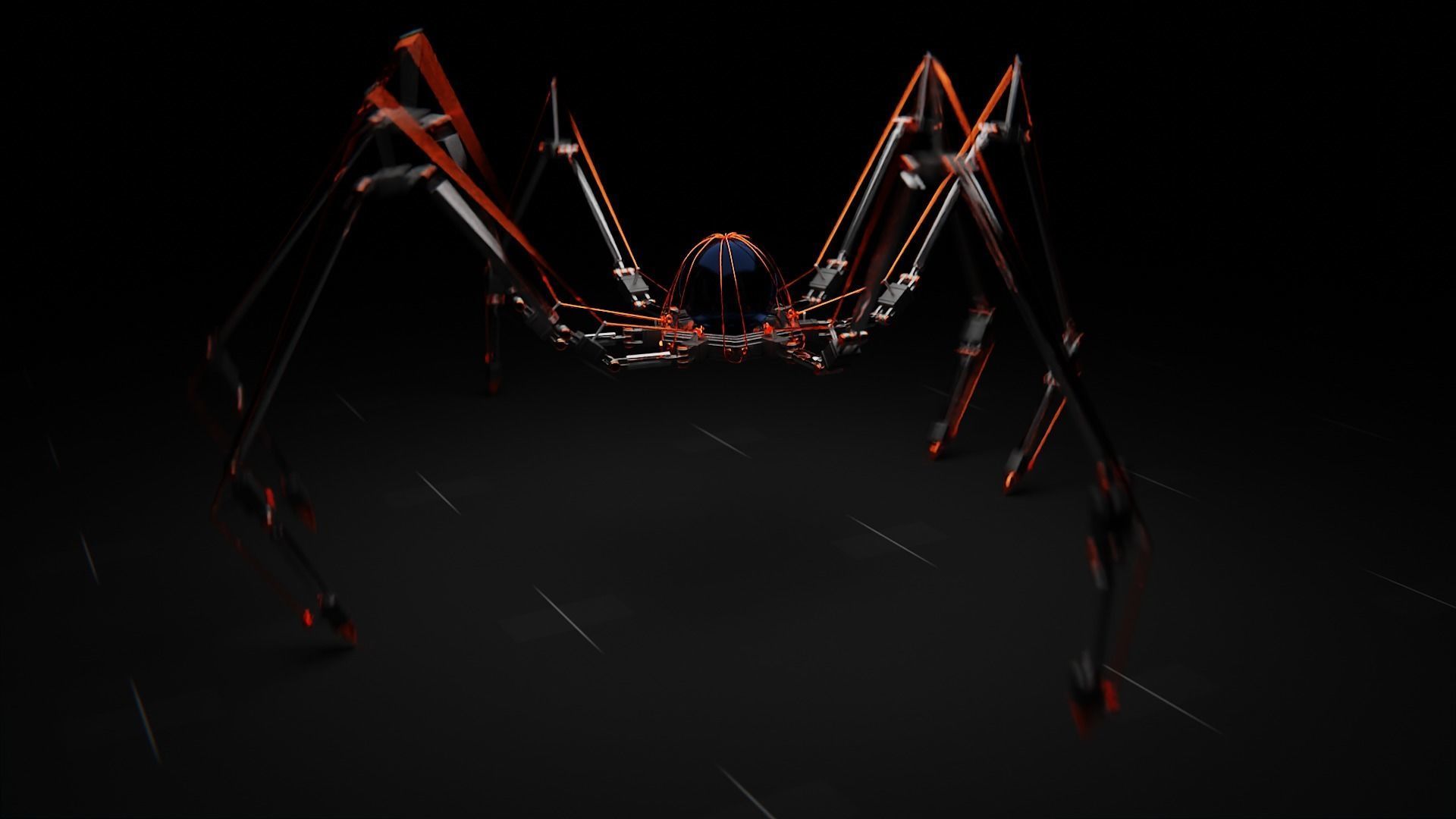 Mechanical Arachnid Creature Low-poly 3D model_2