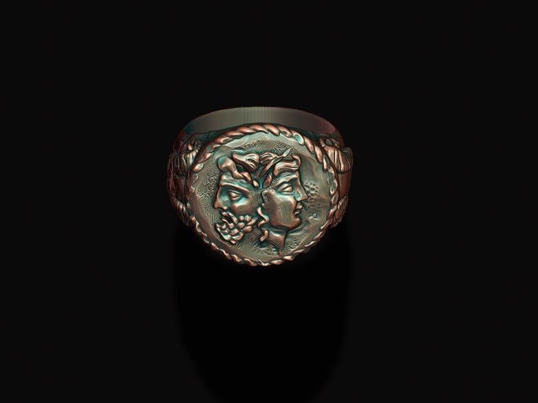 old coin ring 3D print model_1