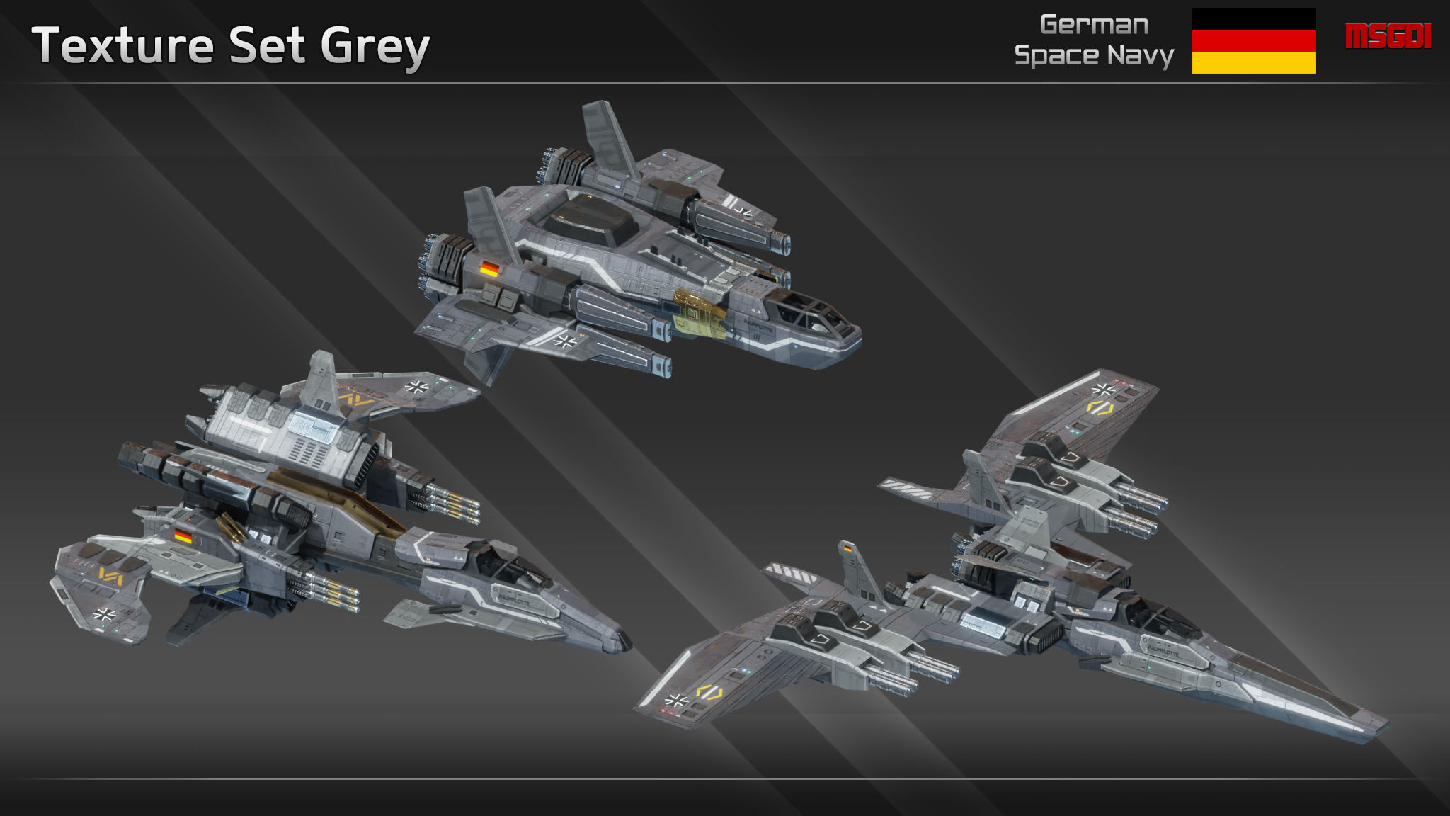 GSN Spaceship Modular Fighter Kit Low-poly 3D model_17
