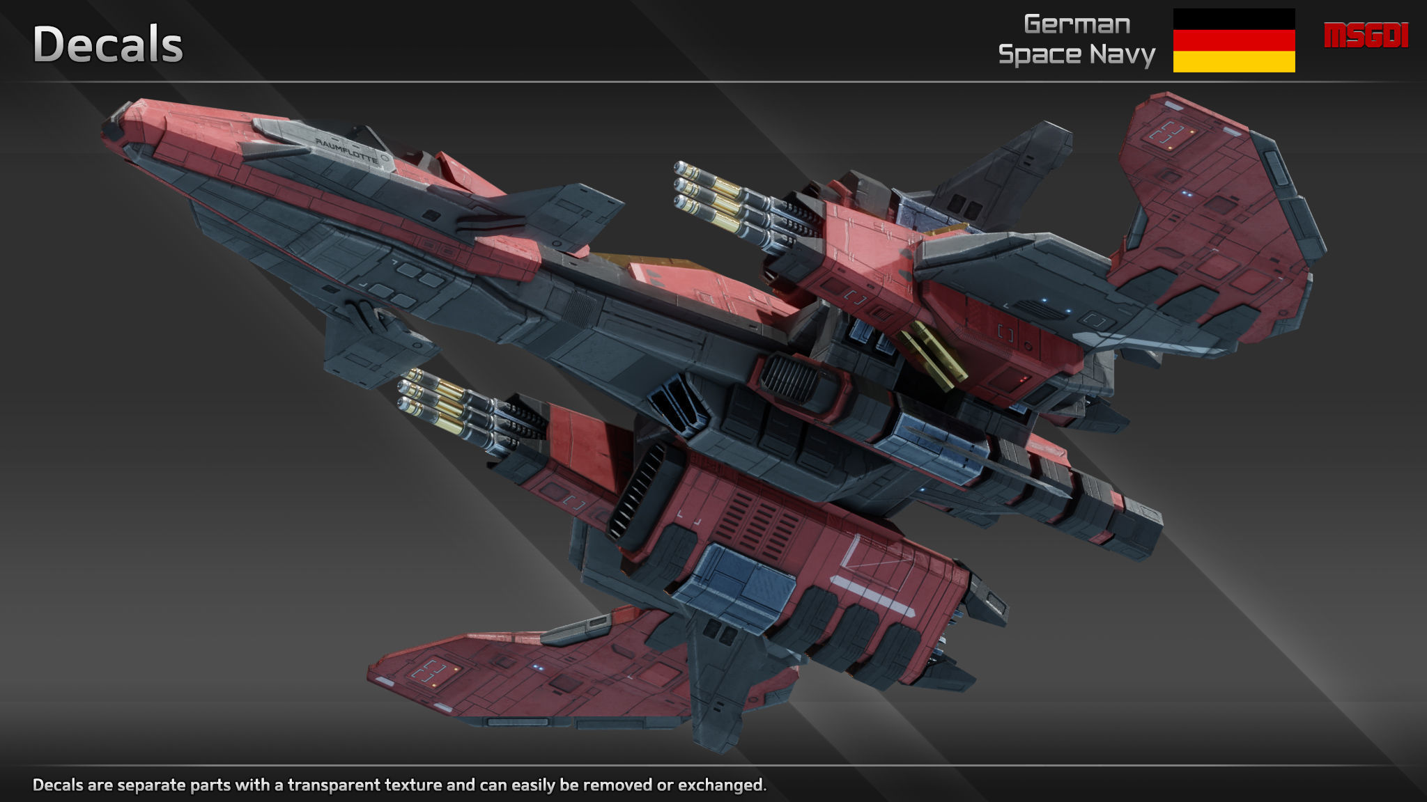 GSN Spaceship Modular Fighter Kit Low-poly 3D model_13