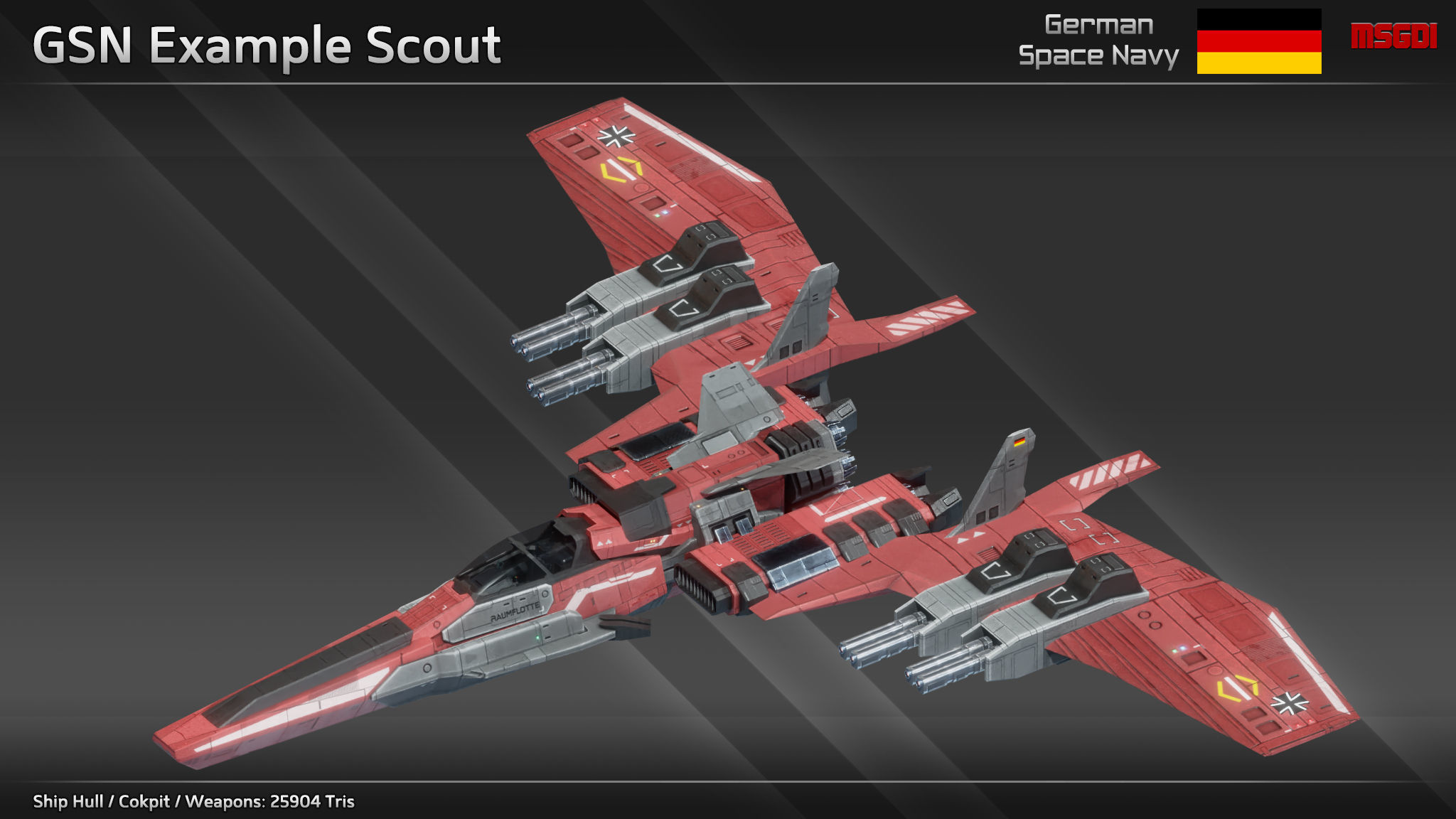 GSN Spaceship Modular Fighter Kit Low-poly 3D model_3