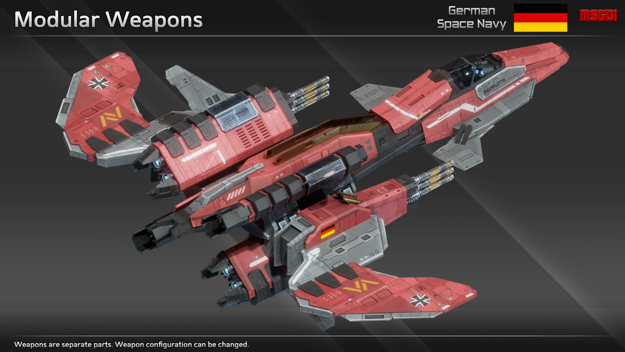 GSN Spaceship Modular Fighter Kit Low-poly 3D model_11