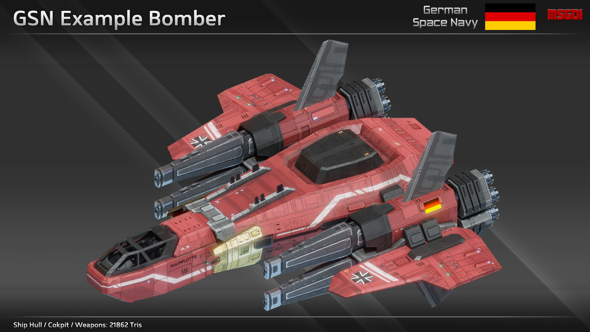 GSN Spaceship Modular Fighter Kit Low-poly 3D model_2