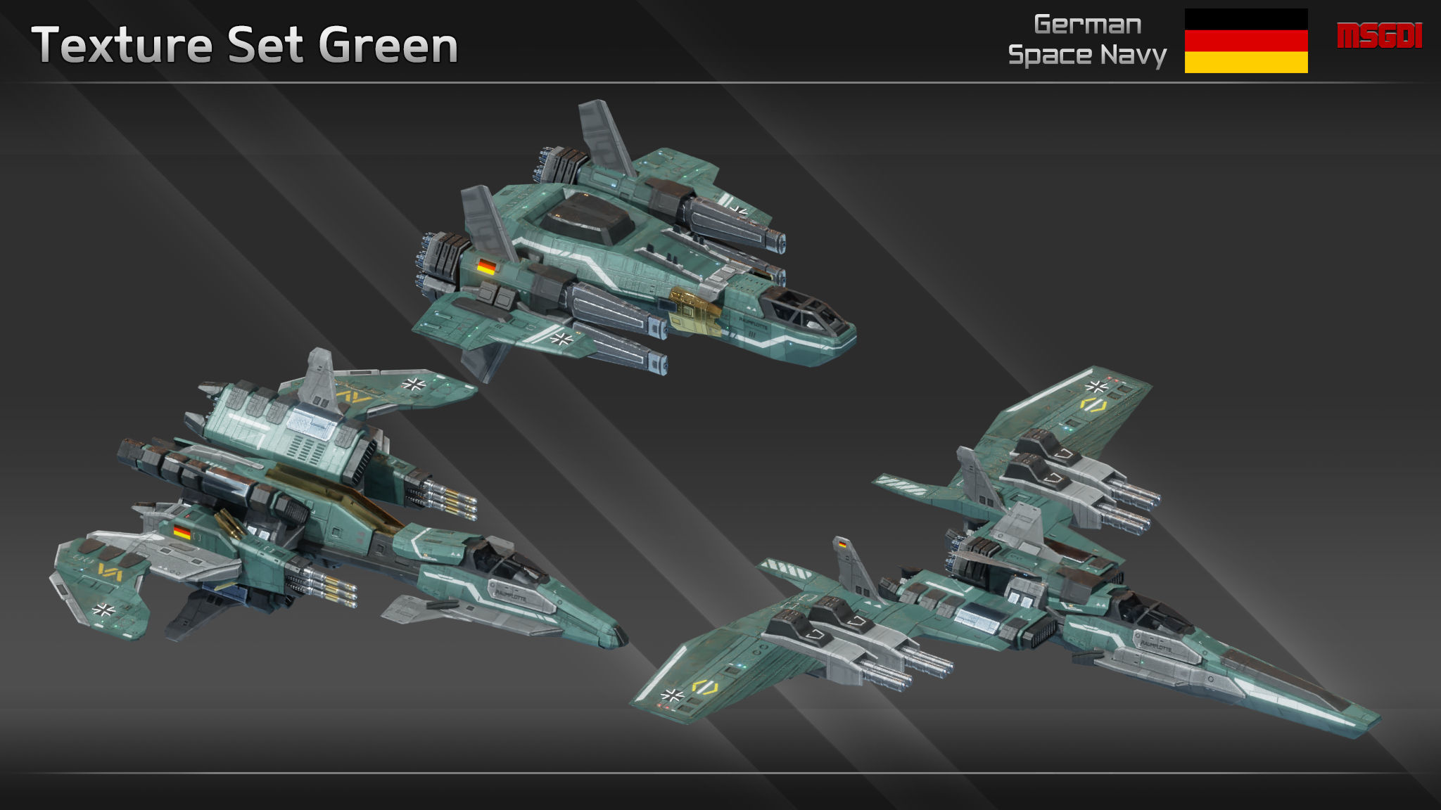 GSN Spaceship Modular Fighter Kit Low-poly 3D model_16