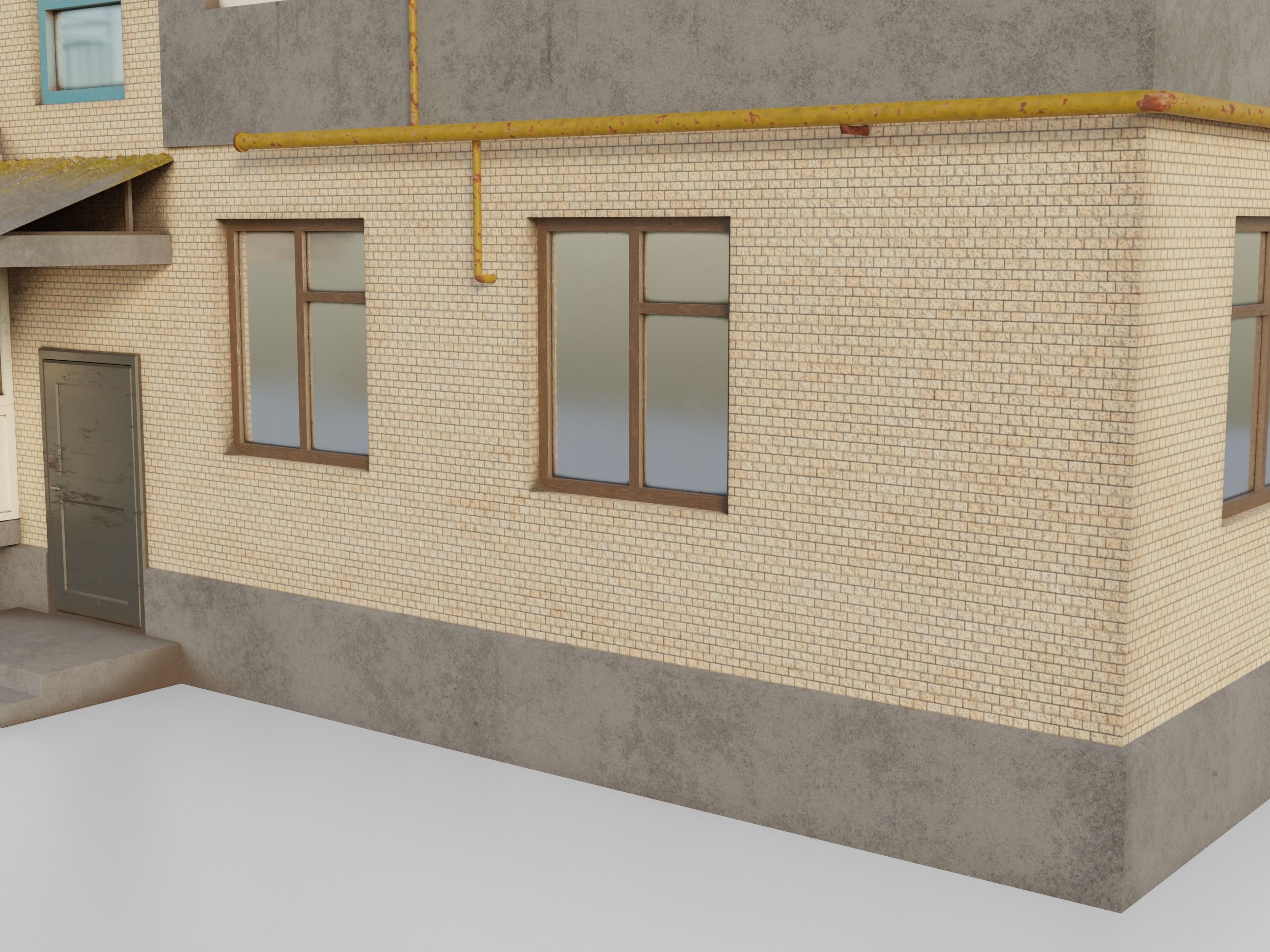 Two-Story Apartment Building Tile 3D model_15