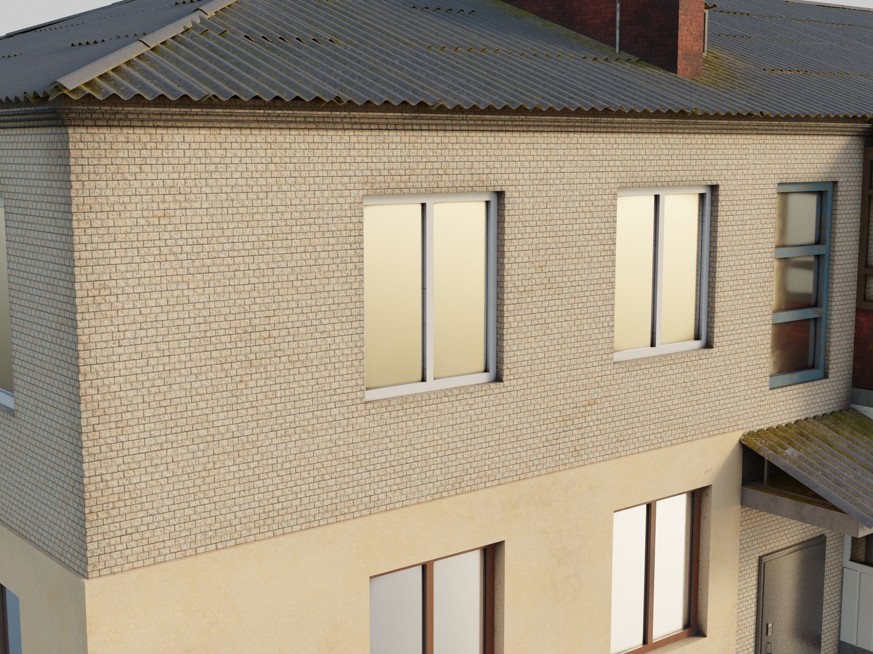 Two-Story Apartment Building Tile 3D model_9