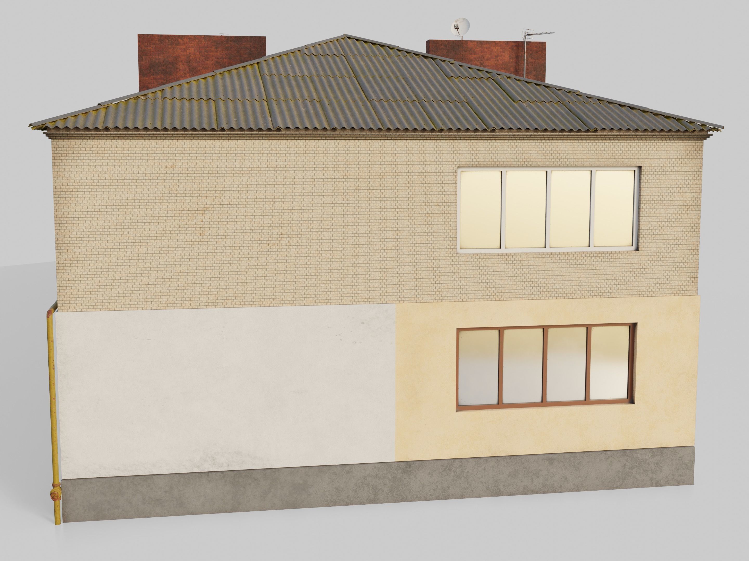 Two-Story Apartment Building Tile 3D model_21