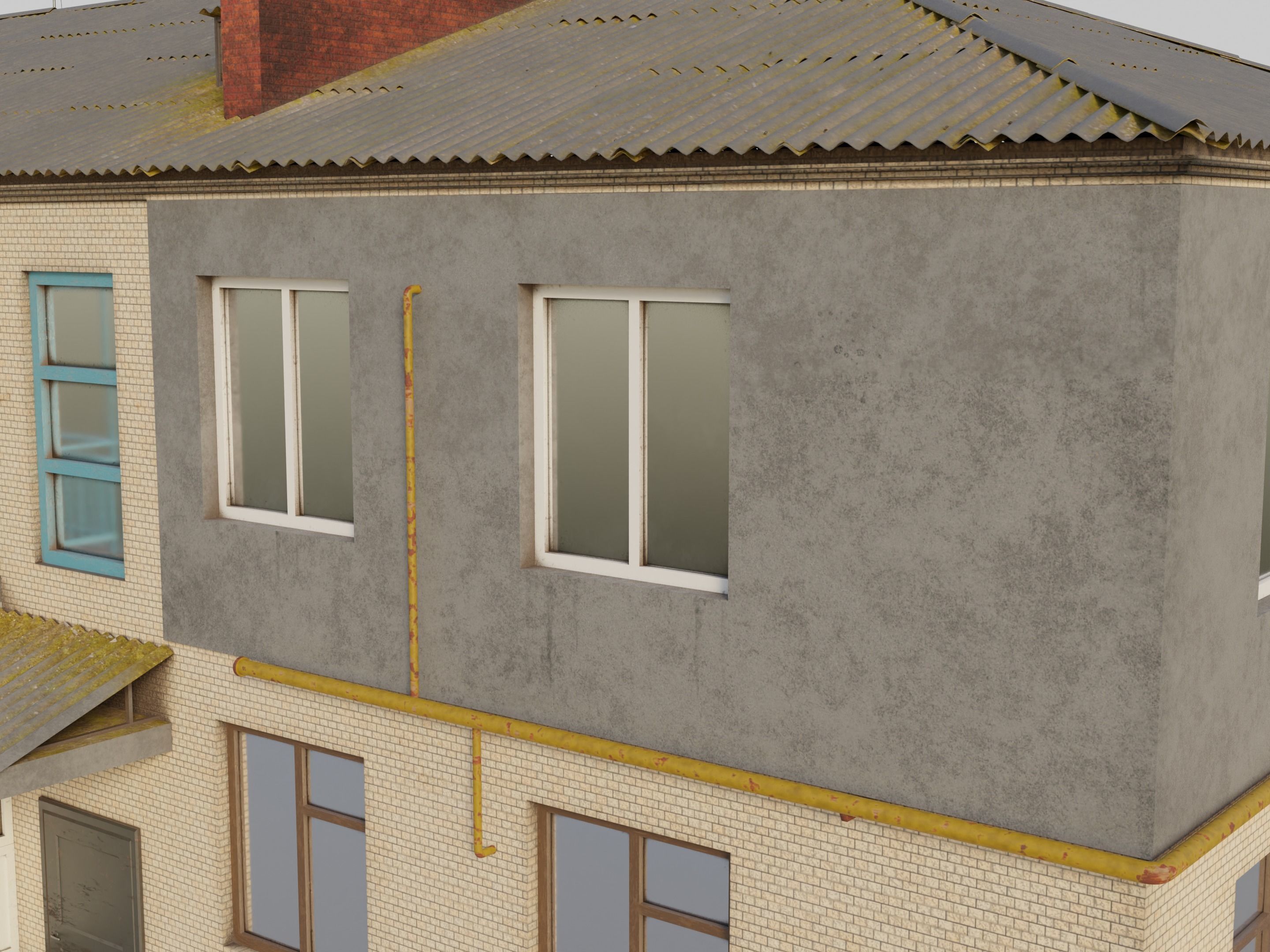 Two-Story Apartment Building Tile 3D model_14