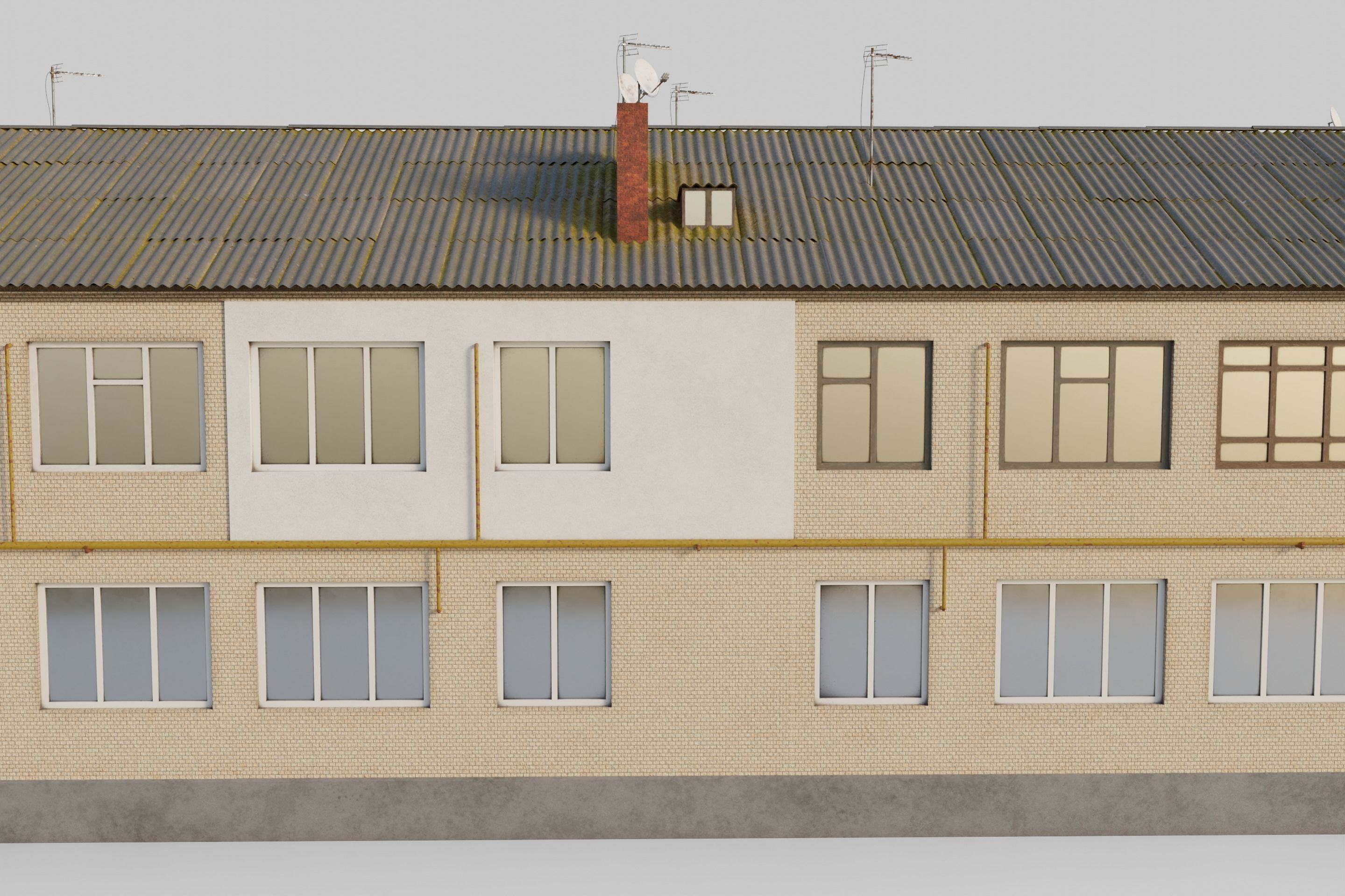 Two-Story Apartment Building Tile 3D model_24