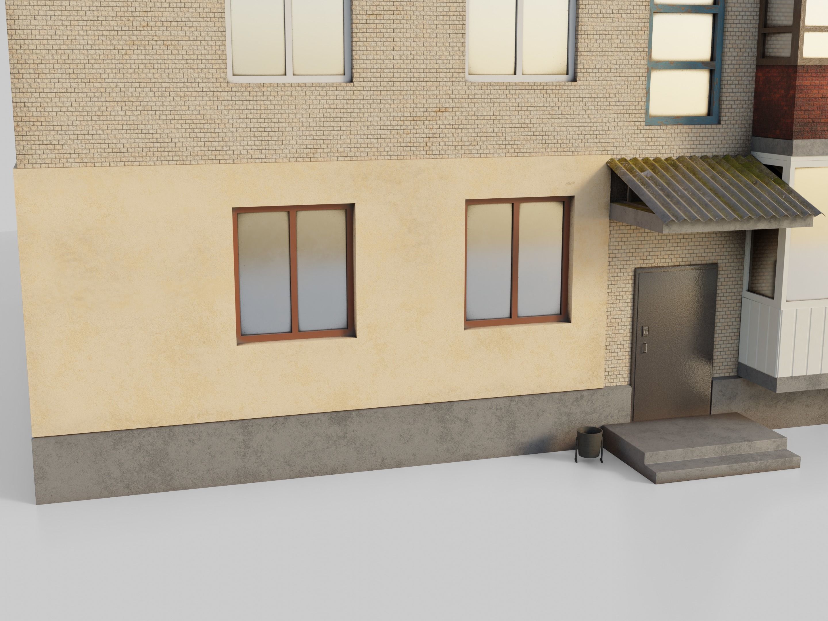 Two-Story Apartment Building Tile 3D model_20