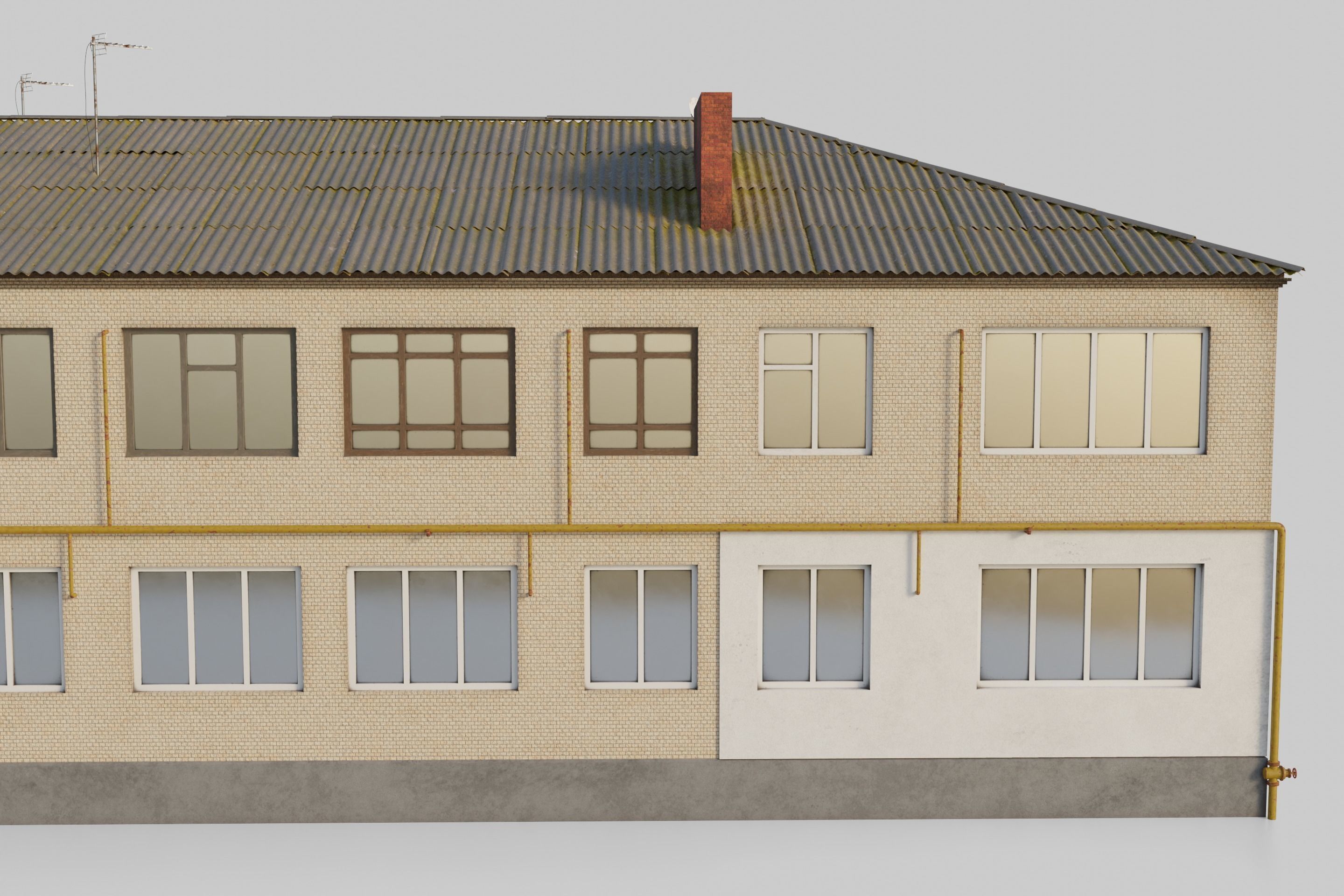 Two-Story Apartment Building Tile 3D model_25