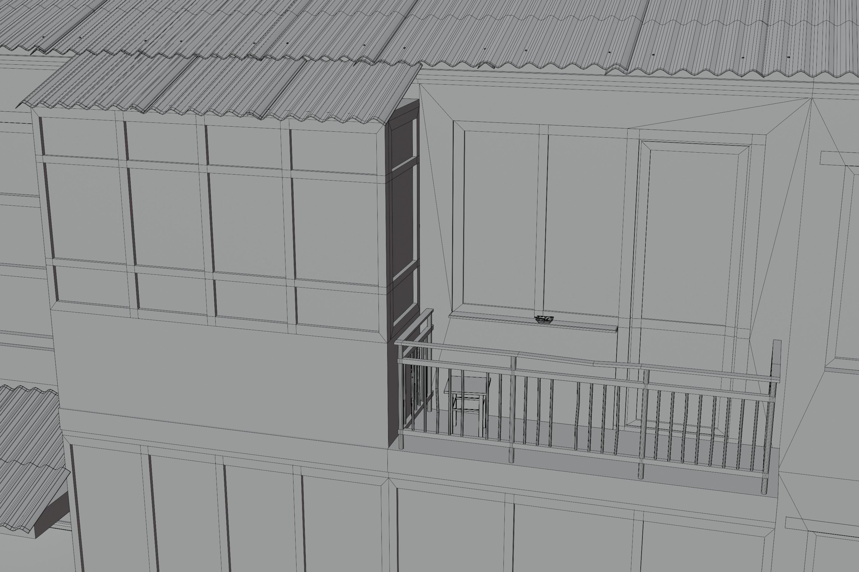 Two-Story Apartment Building Tile 3D model_29