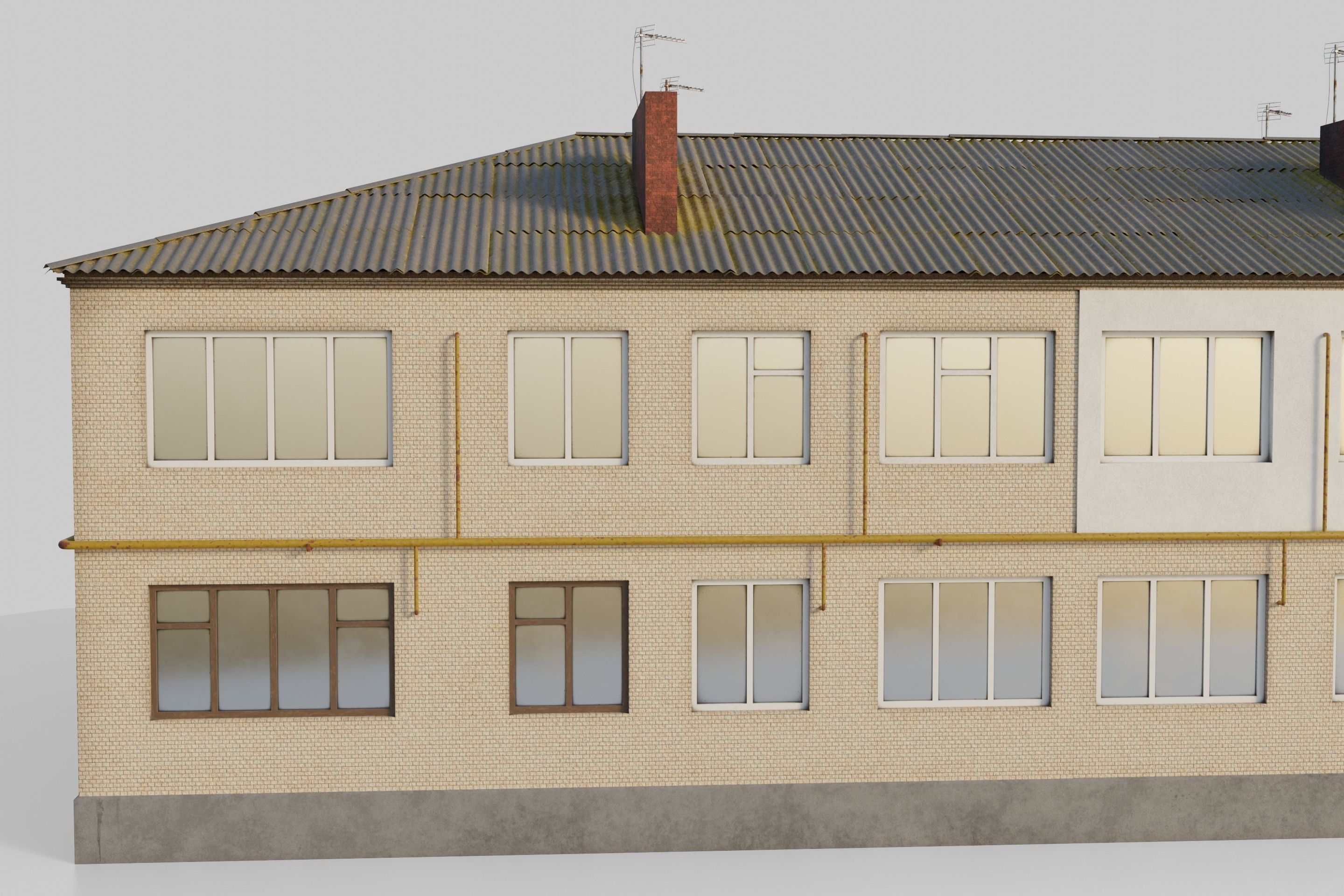Two-Story Apartment Building Tile 3D model_23