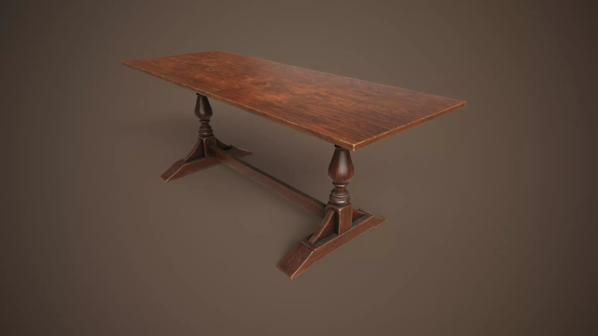 Victorian dining table Low-poly 3D model_0