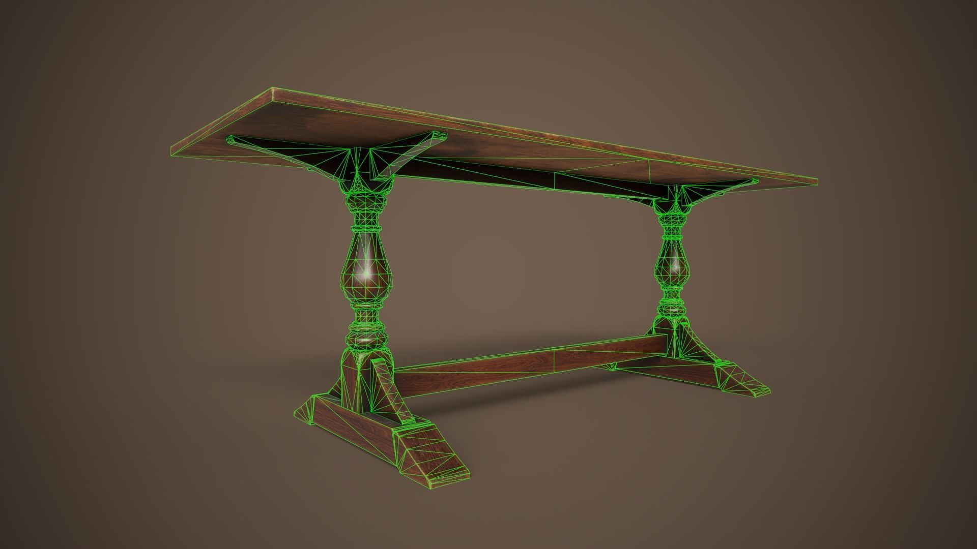Victorian dining table Low-poly 3D model_9