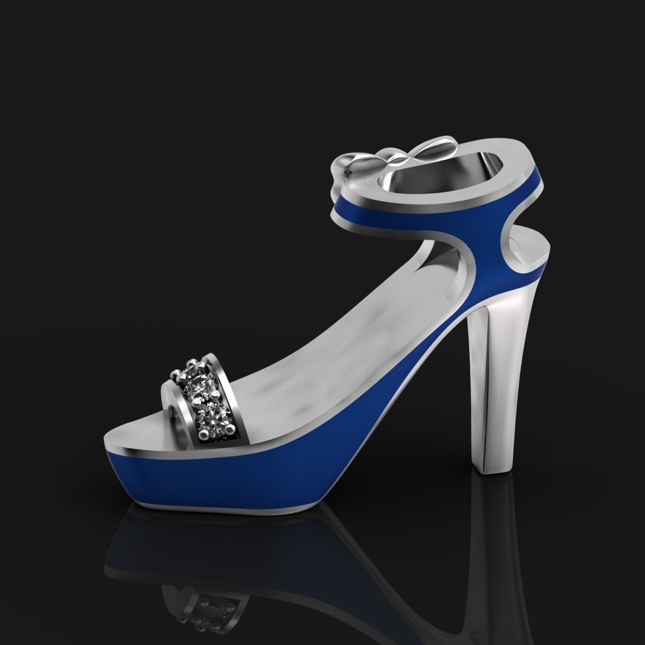  stylish pendant shoe  enamel women sandals with diamonds 439 3D print model_3
