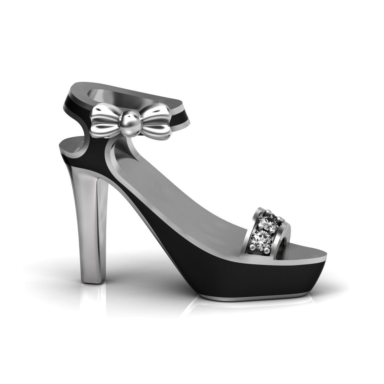  stylish pendant shoe  enamel women sandals with diamonds 439 3D print model_10