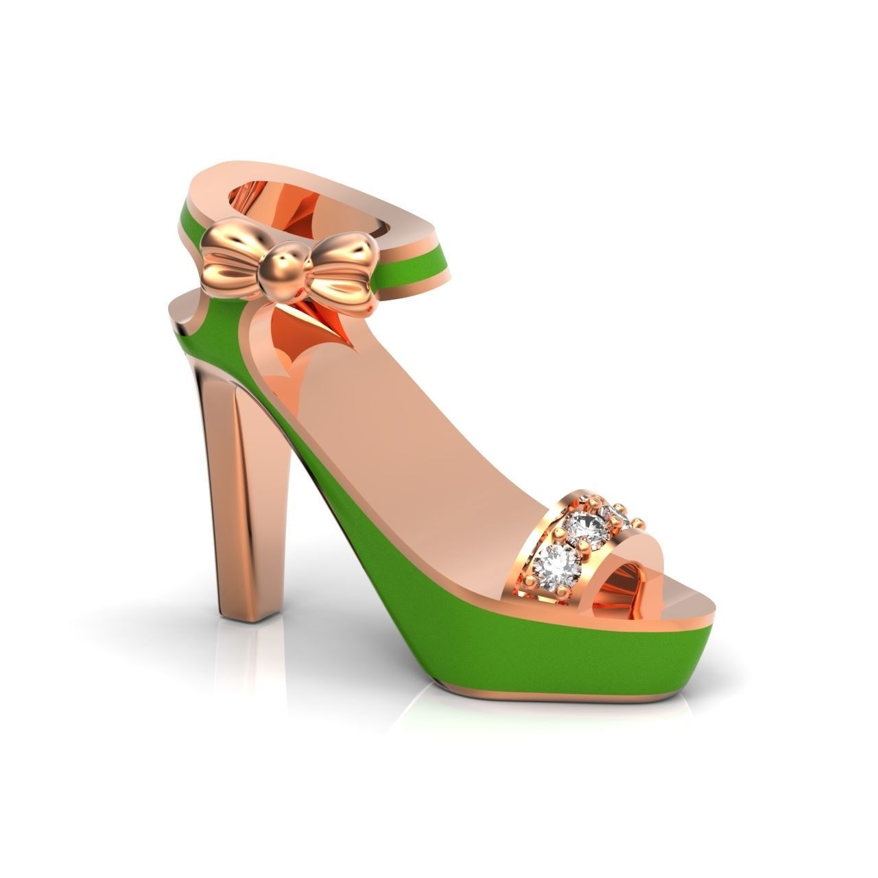  stylish pendant shoe  enamel women sandals with diamonds 439 3D print model_9