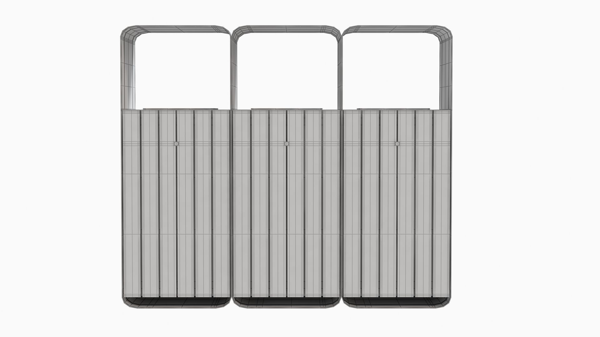 HANKO M Triple-Sort Modular Recycling Bin for Outdoor 3D model_16