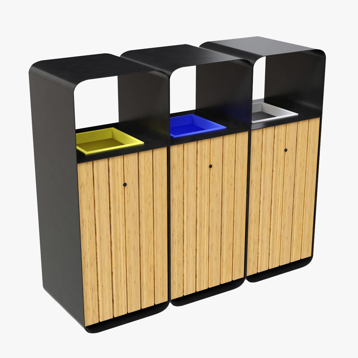HANKO M Triple-Sort Modular Recycling Bin for Outdoor 3D model_1