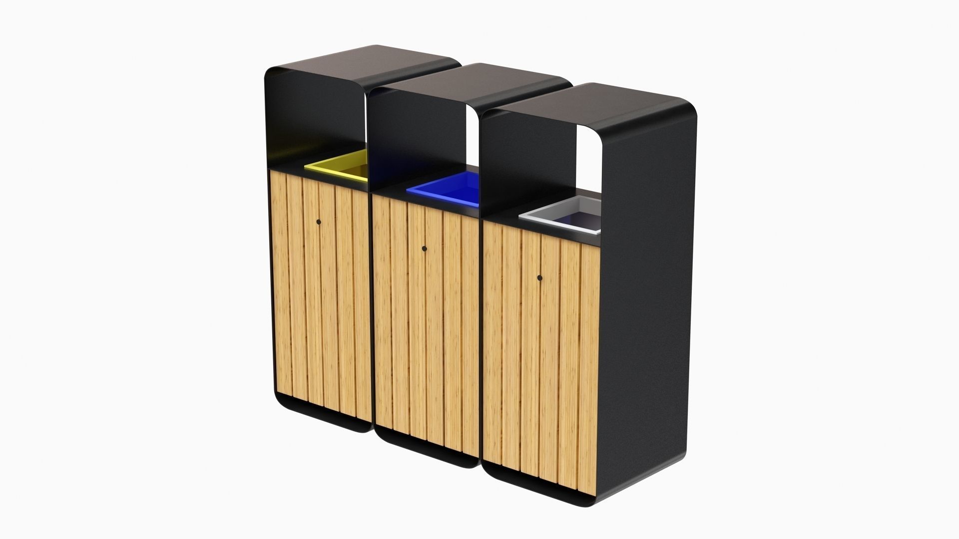 HANKO M Triple-Sort Modular Recycling Bin for Outdoor 3D model_5