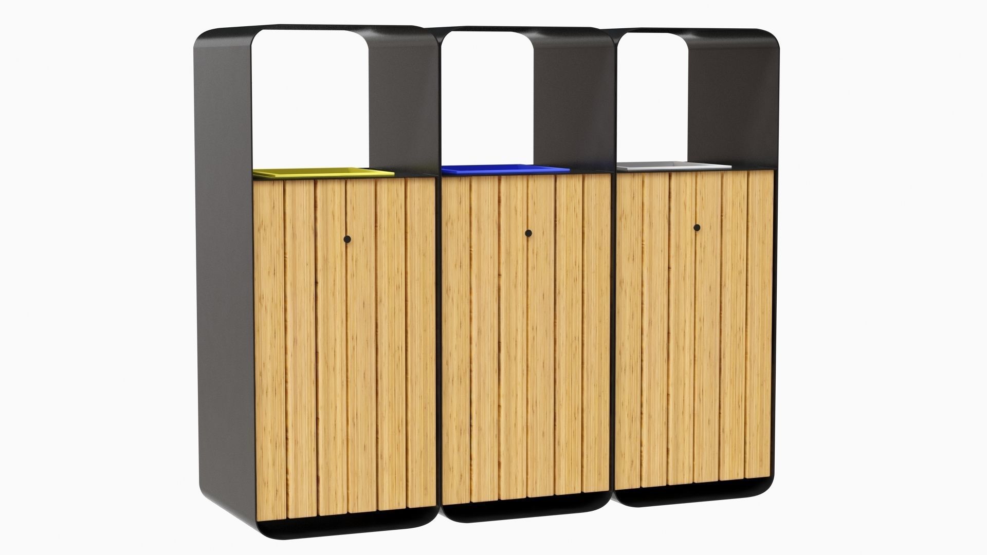 HANKO M Triple-Sort Modular Recycling Bin for Outdoor 3D model_7