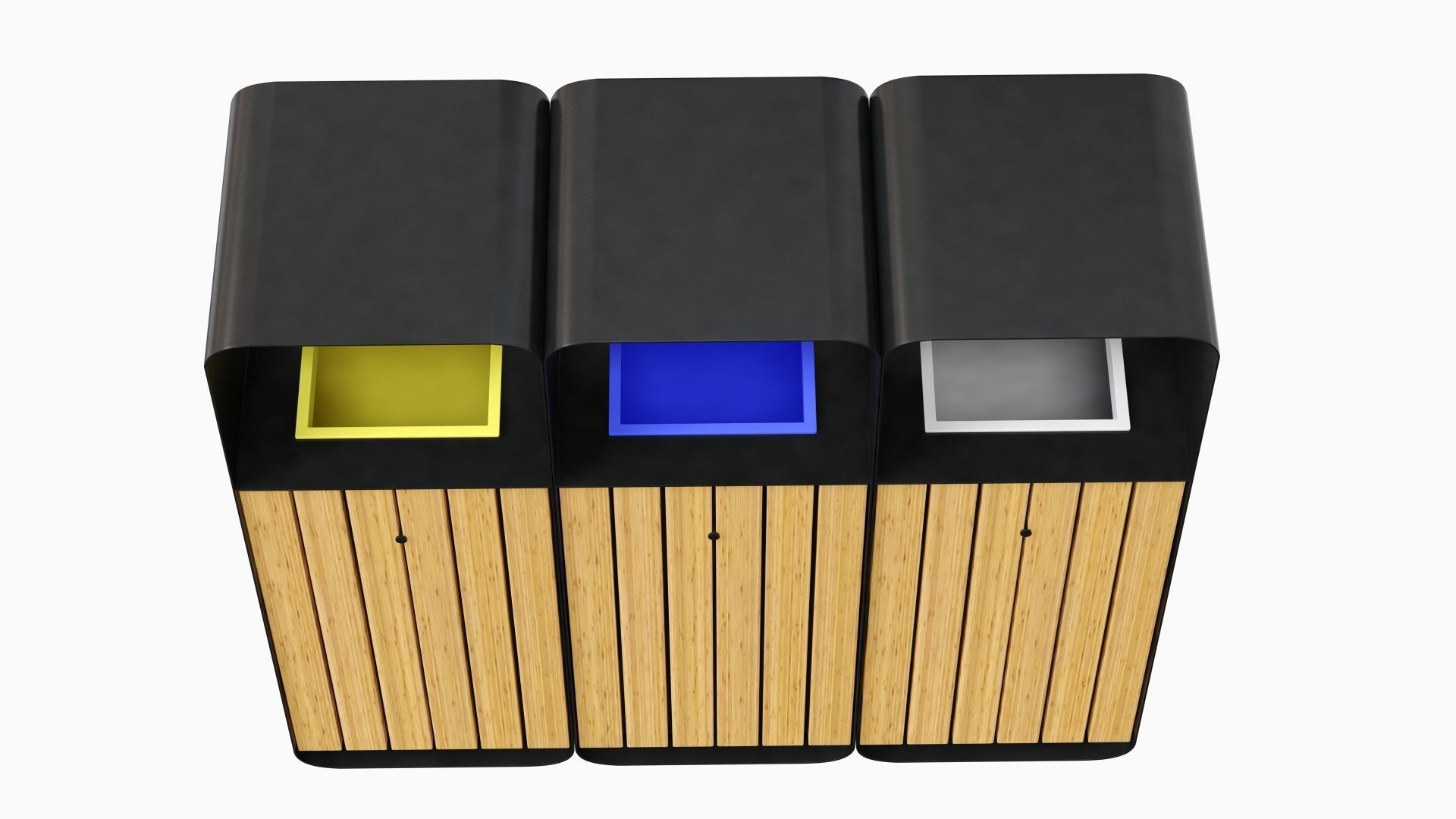 HANKO M Triple-Sort Modular Recycling Bin for Outdoor 3D model_6