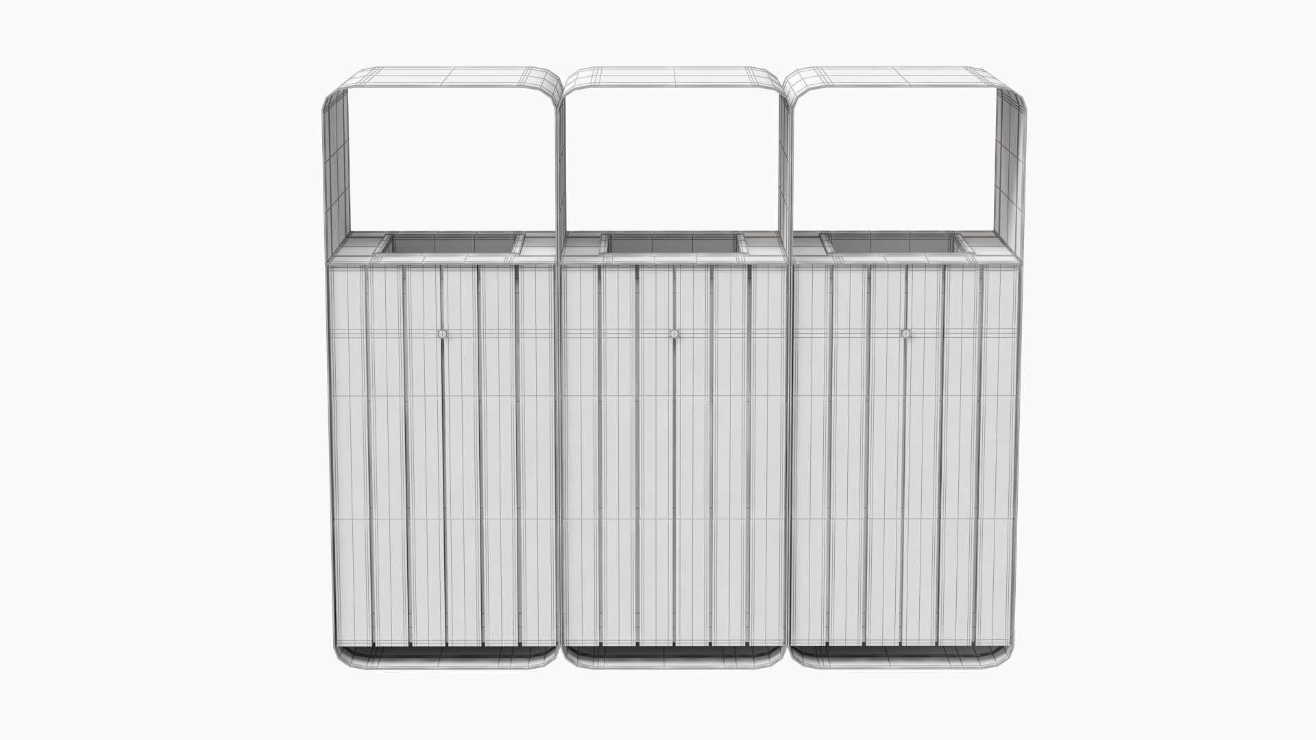 HANKO M Triple-Sort Modular Recycling Bin for Outdoor 3D model_12