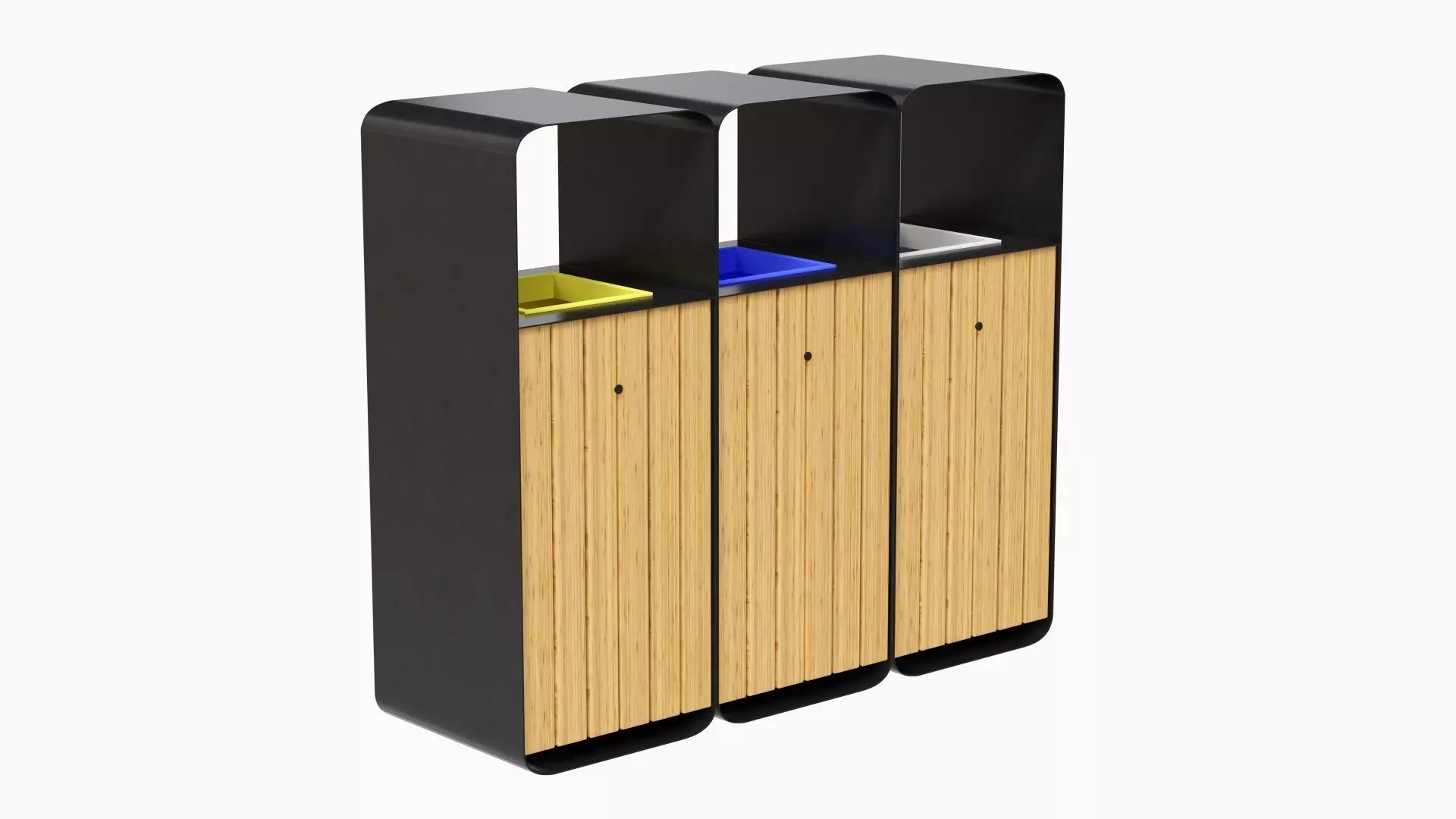 HANKO M Triple-Sort Modular Recycling Bin for Outdoor 3D model_0