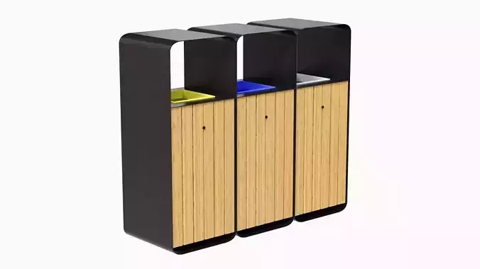 HANKO M Triple-Sort Modular Recycling Bin for Outdoor