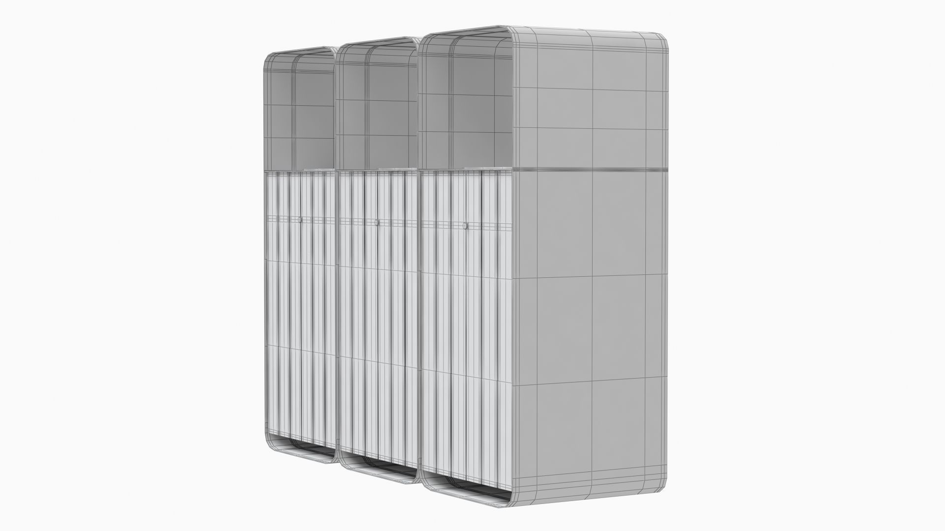 HANKO M Triple-Sort Modular Recycling Bin for Outdoor 3D model_11