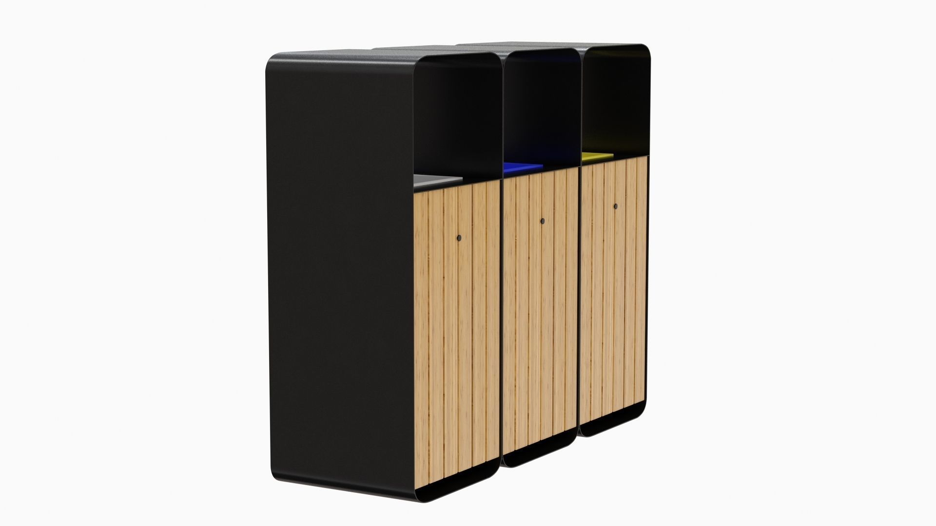 HANKO M Triple-Sort Modular Recycling Bin for Outdoor 3D model_4