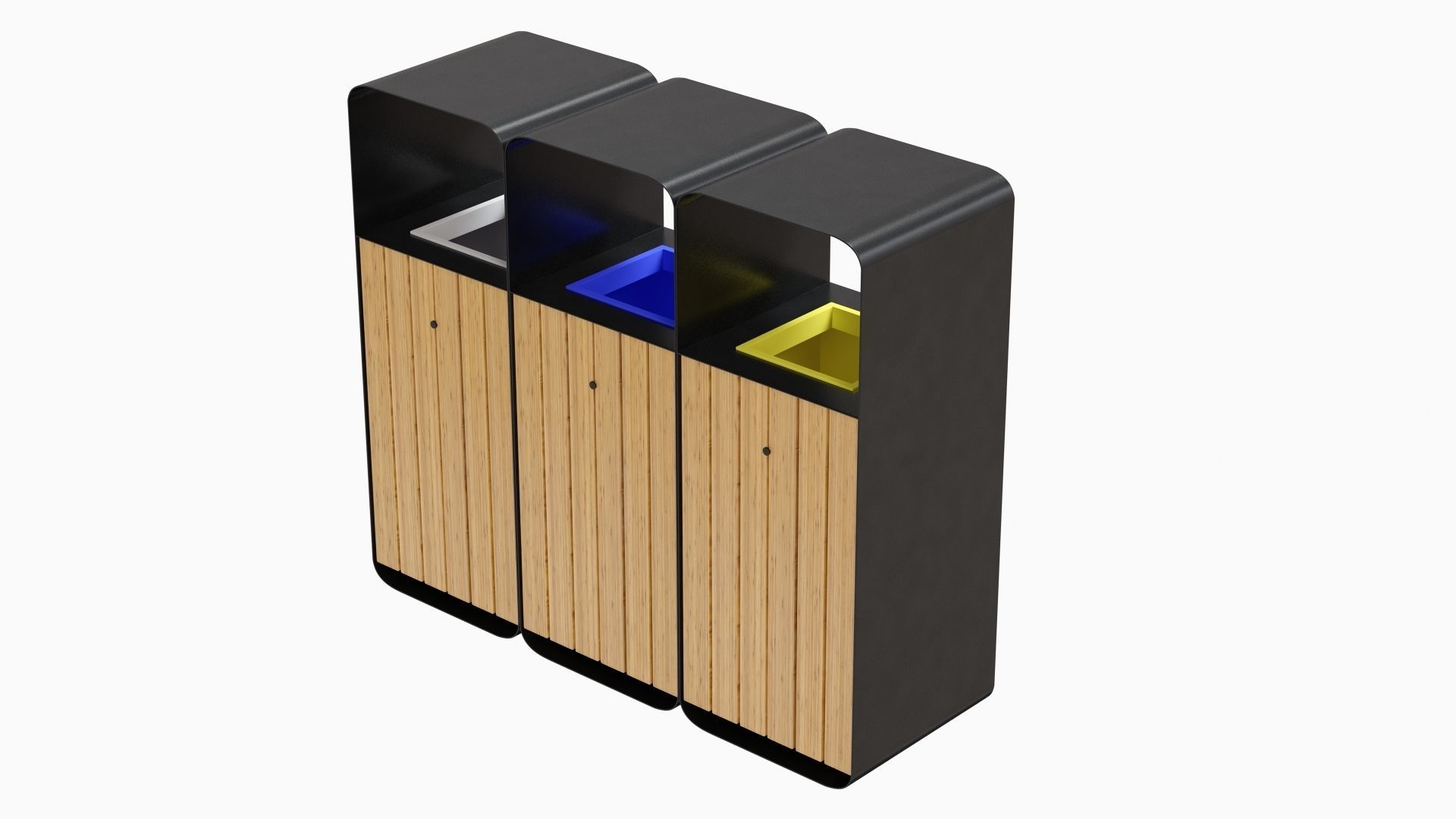 HANKO M Triple-Sort Modular Recycling Bin for Outdoor 3D model_3