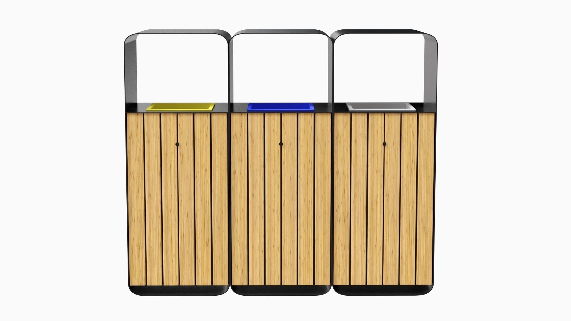 HANKO M Triple-Sort Modular Recycling Bin for Outdoor 3D model_8